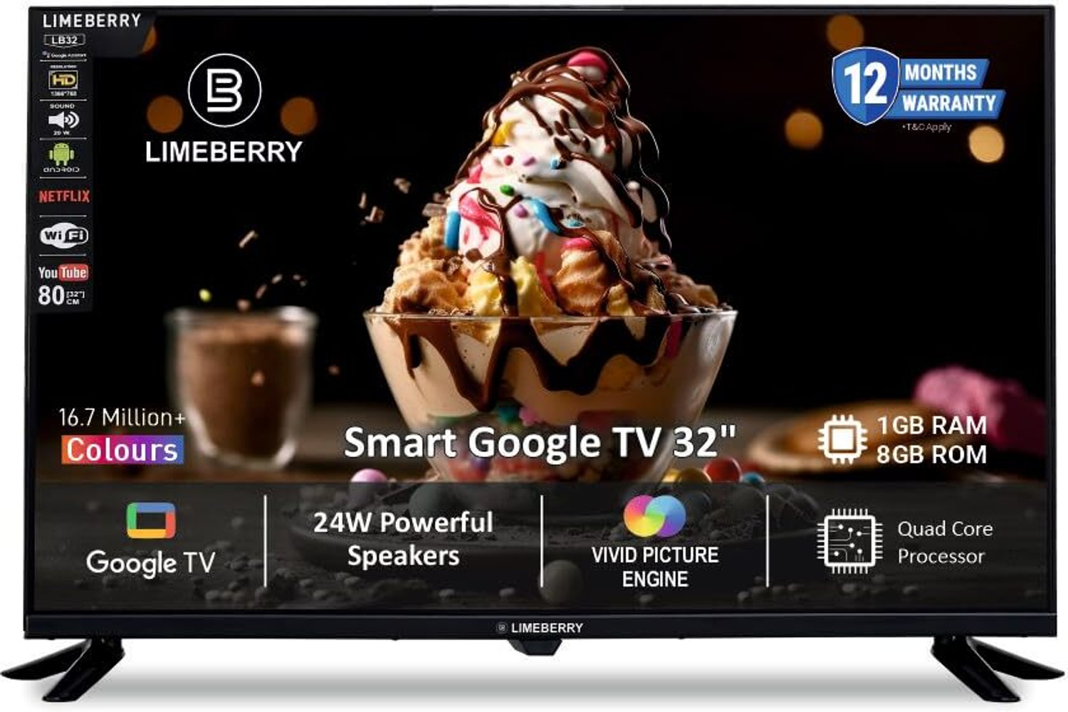 Image of LIMEBERRY Google 81 cm (32 inch) Full HD LED Smart Google TV with Remote