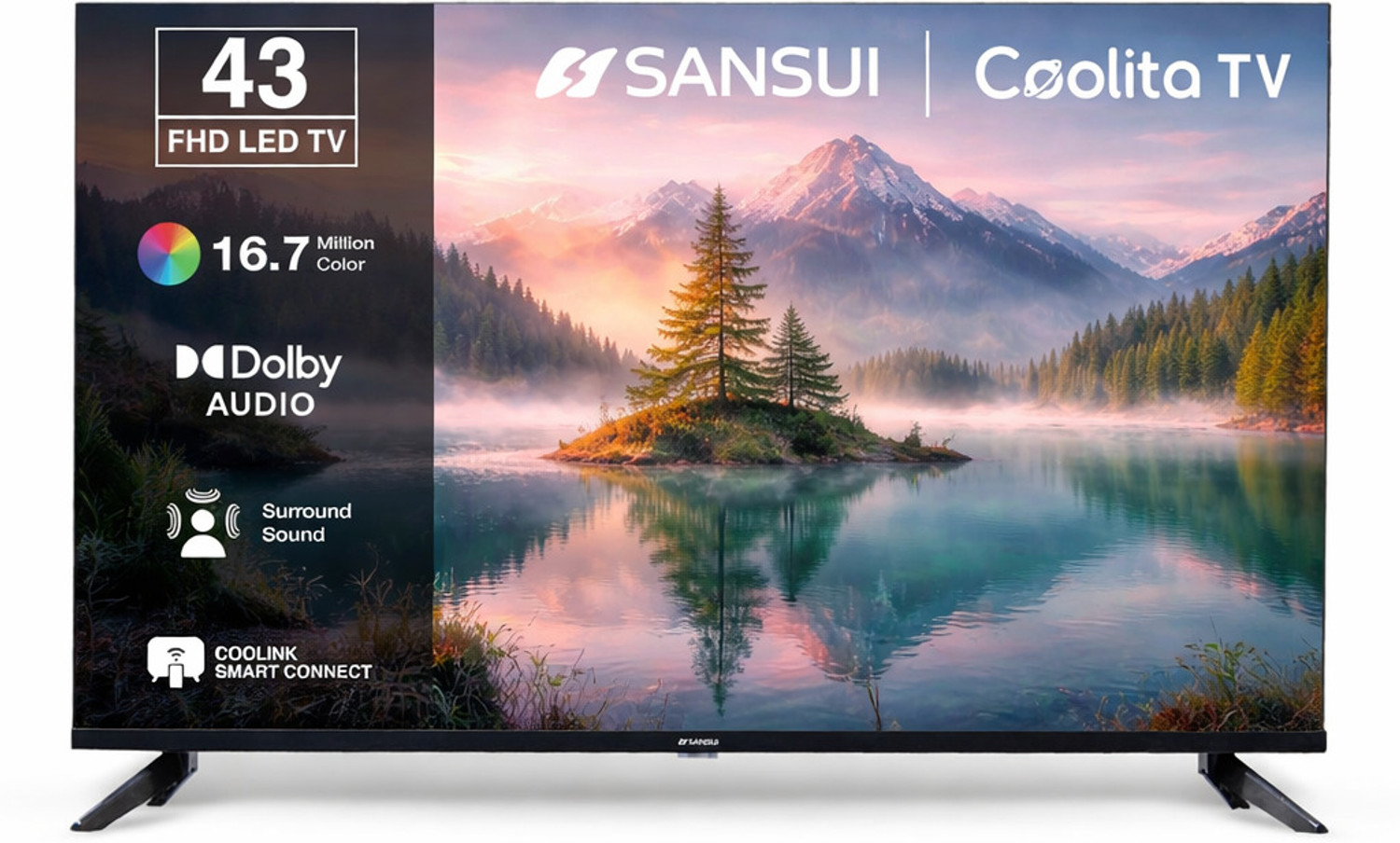 Image of Sansui Sansui 108 cm (43 inch) Full HD LED Smart Coolita TV with Dolby Audio, Surround Sound, Bexel-Less Disign & A+ Panel LED TV| IPS Panel