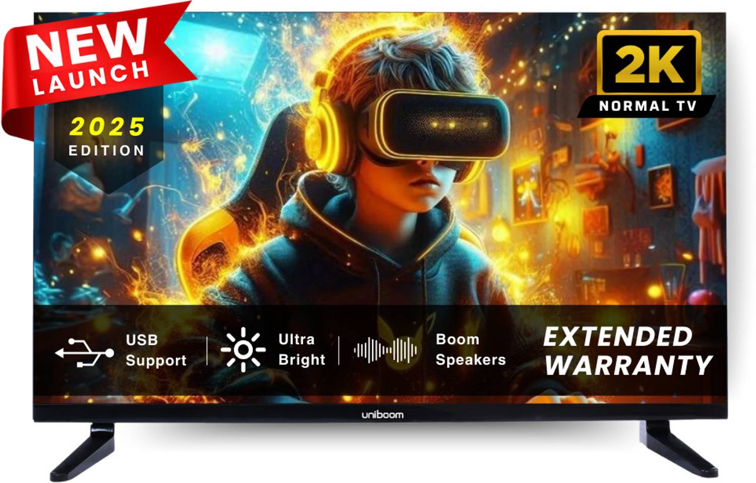 Uniboom ULTIMA 80 cm (32 inch) HD Ready LED TV with 30W Sonic Boom - True Frameless - Aura Vision+ Display - 2 HDMI Online at best Prices In India