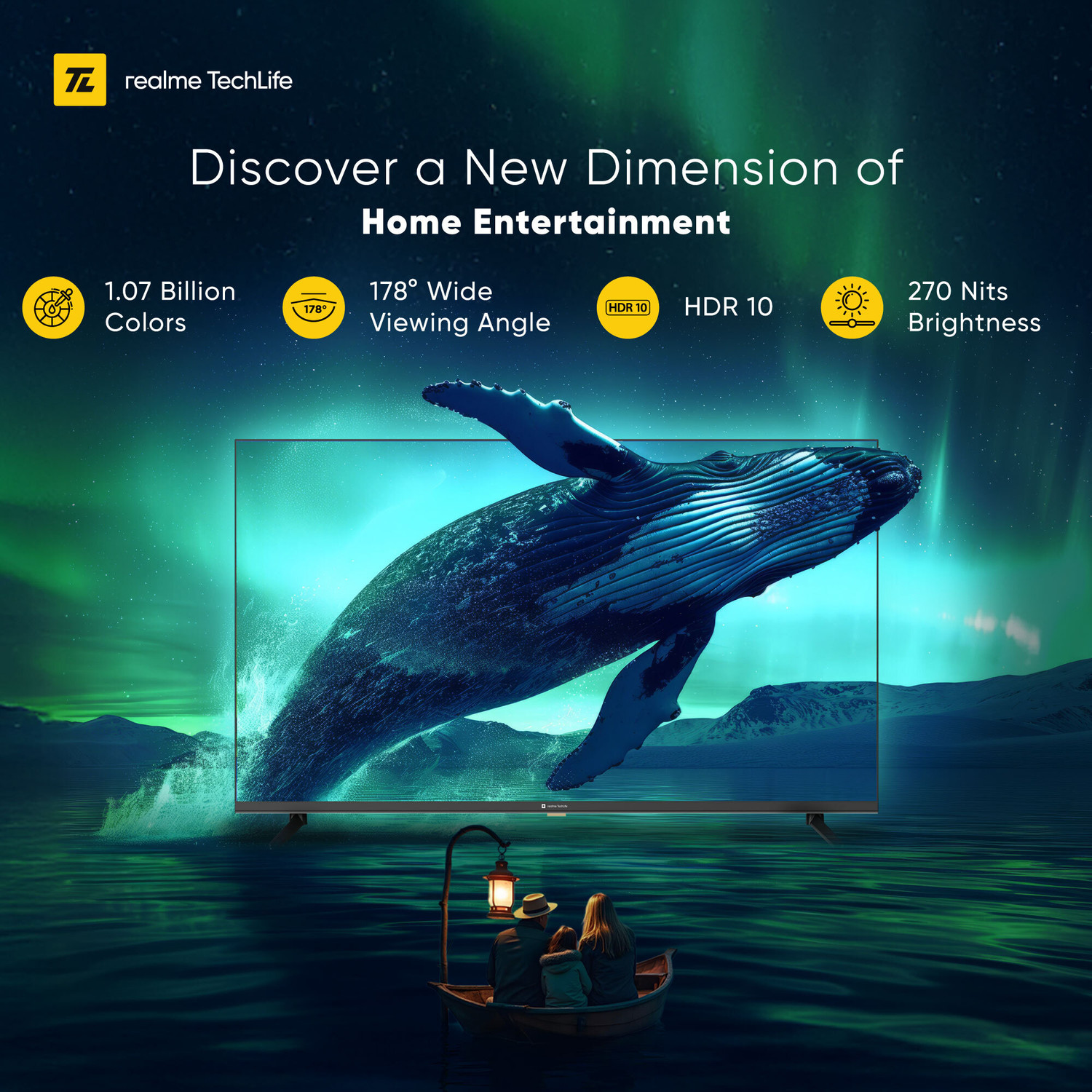 Image of realme TechLife 108 cm (43 inch) QLED Ultra HD (4K) Smart Google TV 2026 Edition