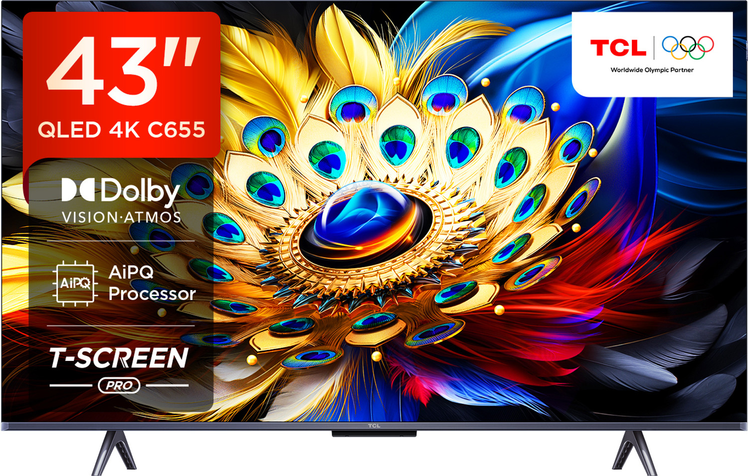 Image of TCL C655 108 cm (43 inch) QLED Ultra HD (4K) Smart Google TV with T-SCREEN |Dolby Vision-Atmos | Hands-Free Voice Control