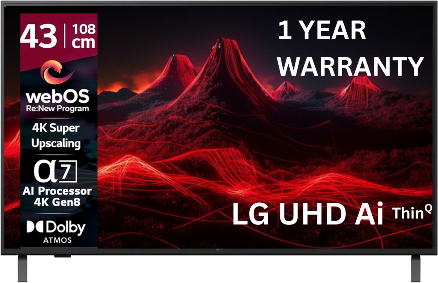 Image of LG AI UA8250 108 cm (43 inch) Ultra HD (4K) LED Smart WebOS TV 2025 Edition with Alpha7tH Ultra AI Processor 4K Gen8 | 4K Super Upscaling | AI Picture Pro | 4K Expression Enhancer | NEW AI Magic Remote Compatible | AI Search with MS Copilot | AI Sound Pro (9.1.2 ch) | Dolby Atmos | Chromecast Built-in