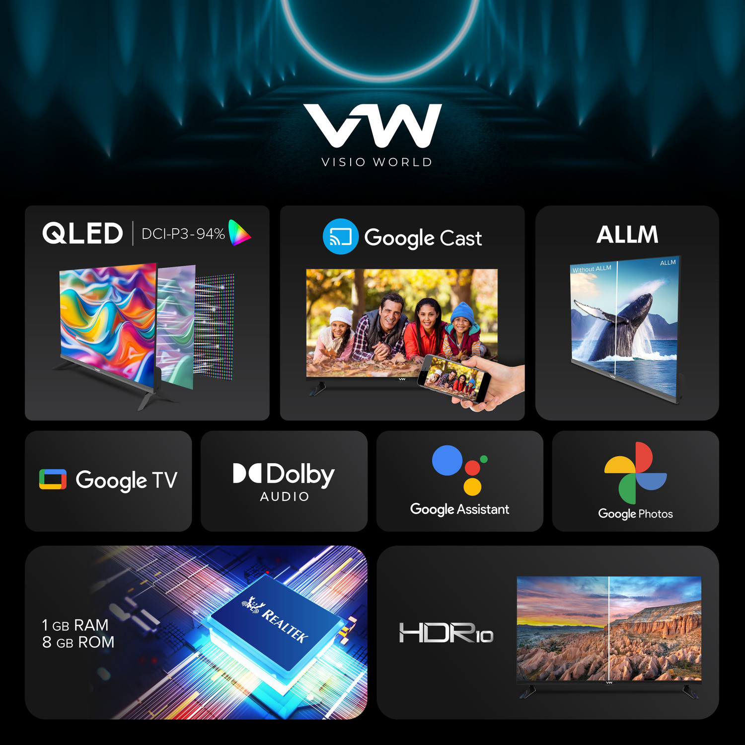 Image of VW 109 cm (43 inch) QLED Full HD Smart Google TV