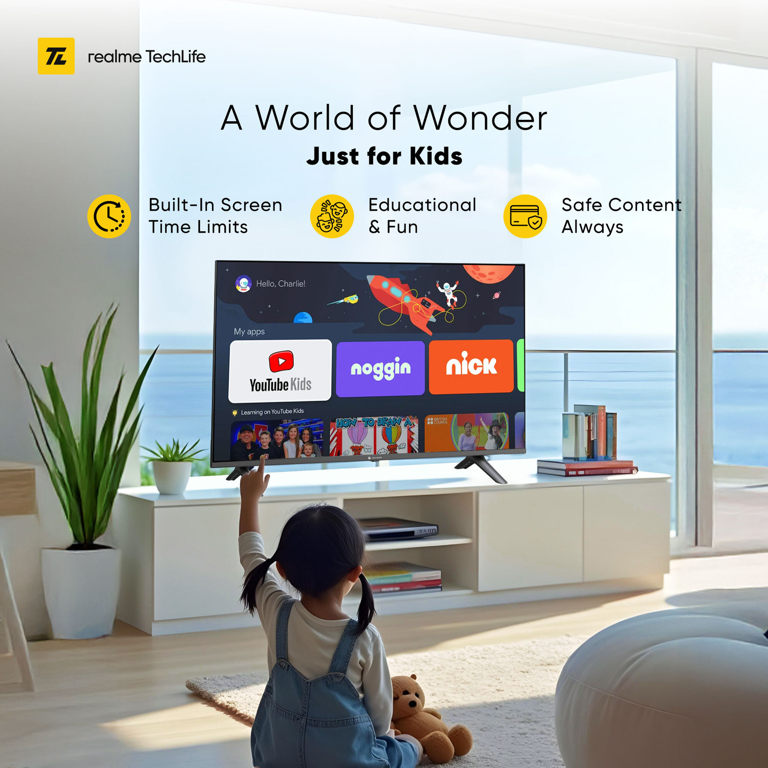 Image of realme TechLife 108 cm (43 inch) QLED Ultra HD (4K) Smart Google TV 2026 Edition with 5.0 OS, Dolby Audio, and 30 W downfiring speaker
