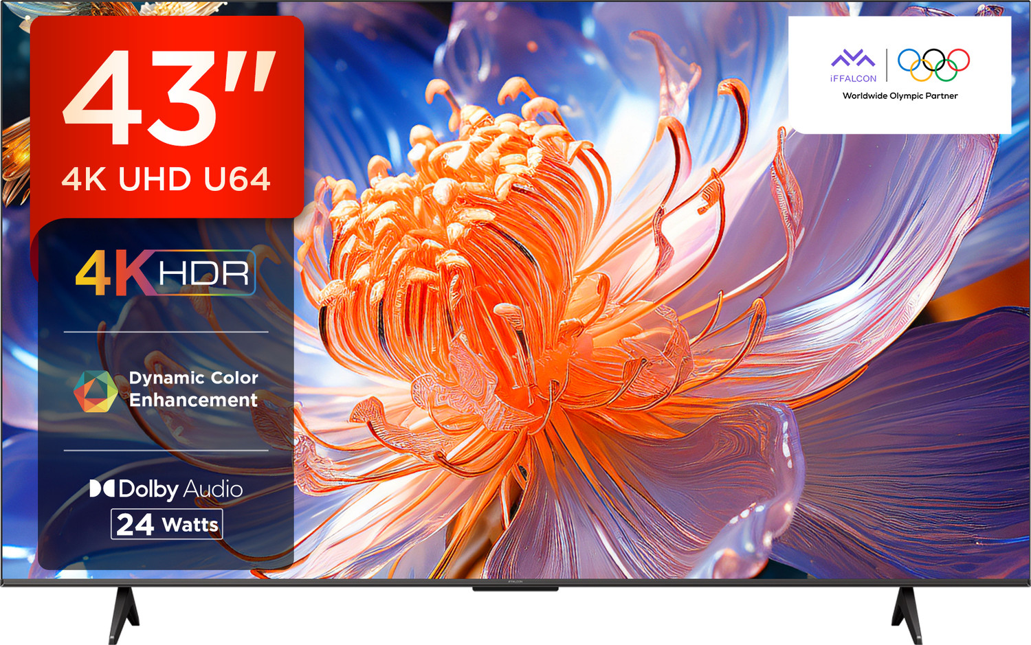 Image of iFFALCON U64 108 cm (43 inch) Ultra HD (4K) LED Smart Google TV with 24W Audio, HDR10