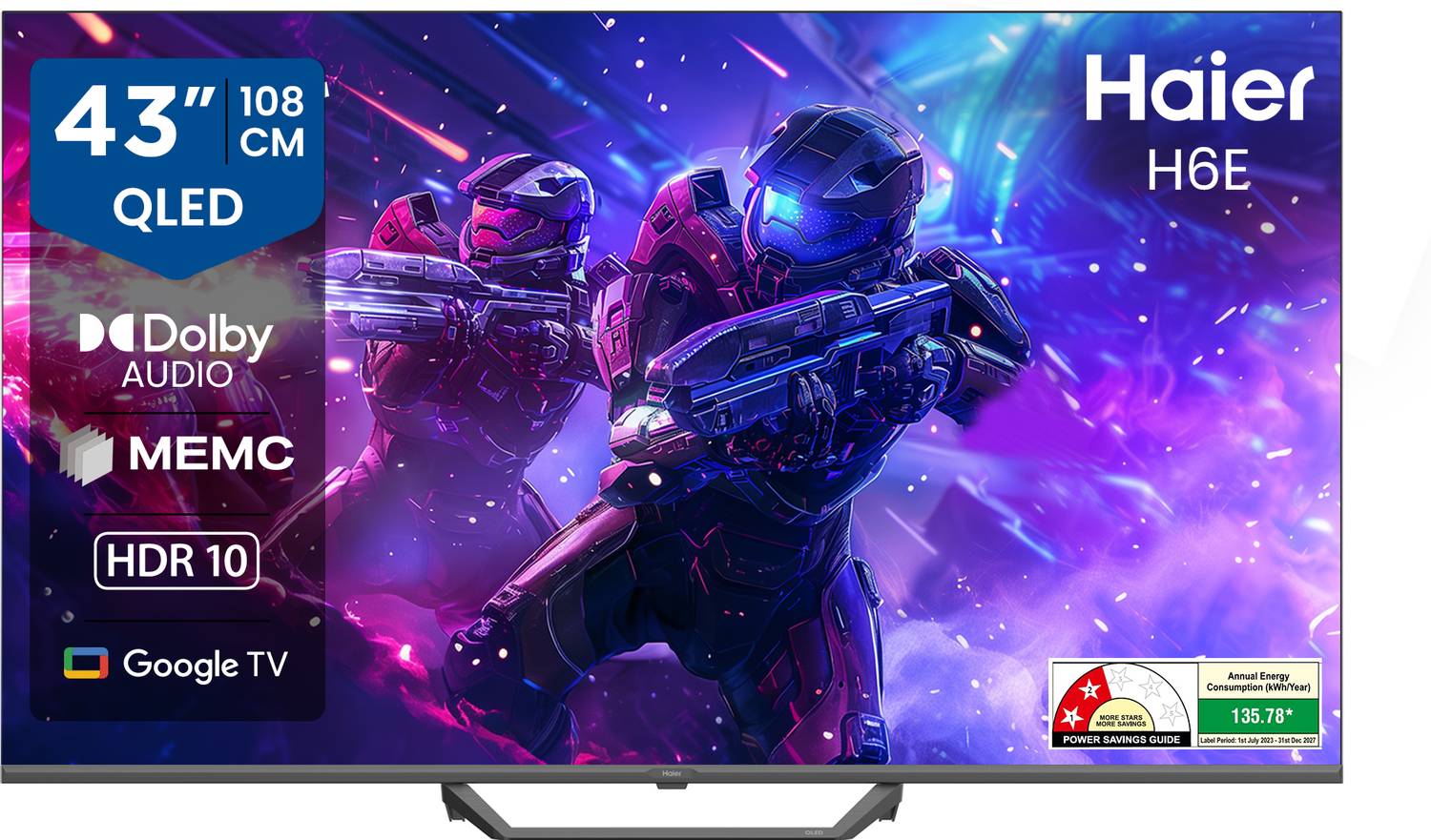 Haier H6E 108 cm (43 inch) QLED Ultra HD (4K) Smart Google TV wit