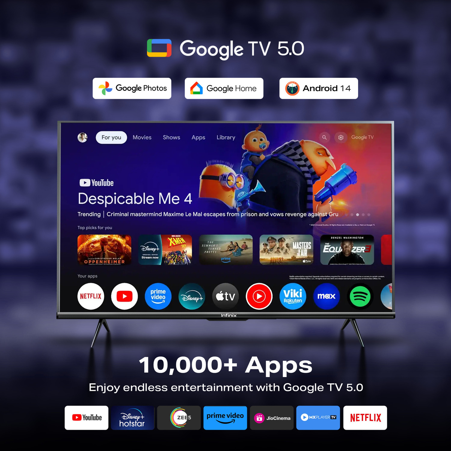 Image of Infinix 65GU2Q 165 cm (65 inch) QLED Ultra HD (4K) Smart Google TV with Netflix|Youtube|Prime Video|Zee5|SonyLIV|MX Player