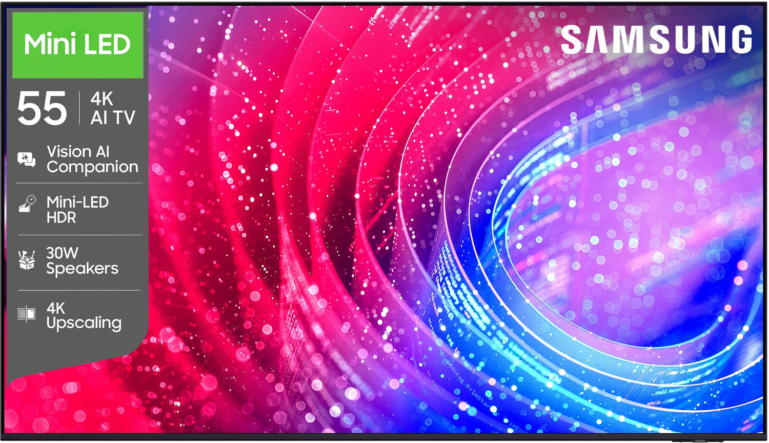 Image of Samsung Vision AI 138 cm (55 inch) Ultra HD (4K) Mini LED Smart Tizen TV 2026 Edition with Vision AI Companion 30W Powerful Speakers Mini LED HDR Pure Spectrum Color 4K Upscaling Color Booster Samsung Knox Security 150+ Free Channels Dynamic Sound Pack