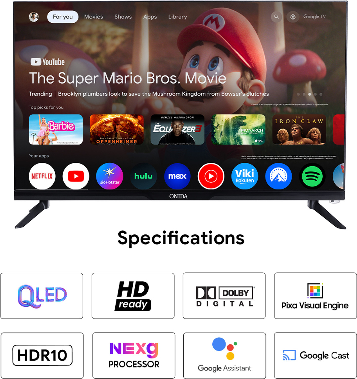 Image of ONIDA 80 cm (32 inch) QLED HD Ready Smart Google TV with Dolby Digital & HDR 10