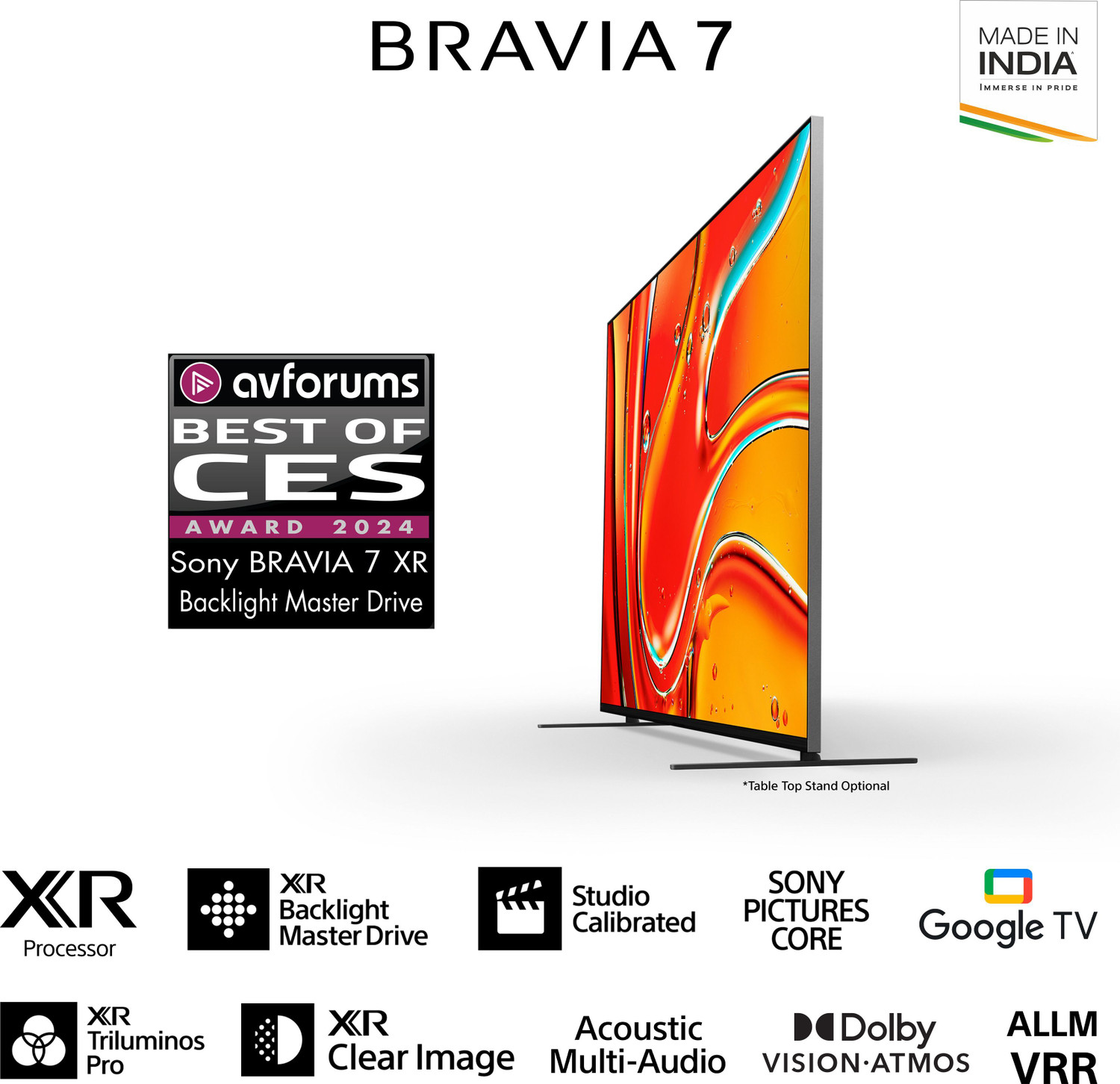 Image of SONY BRAVIA 7 163.9 cm (65 inch) Ultra HD (4K) Mini LED Smart Google TV with Advanced AI Processor XR, Studio Calibrated, Dolby Vision Atmos