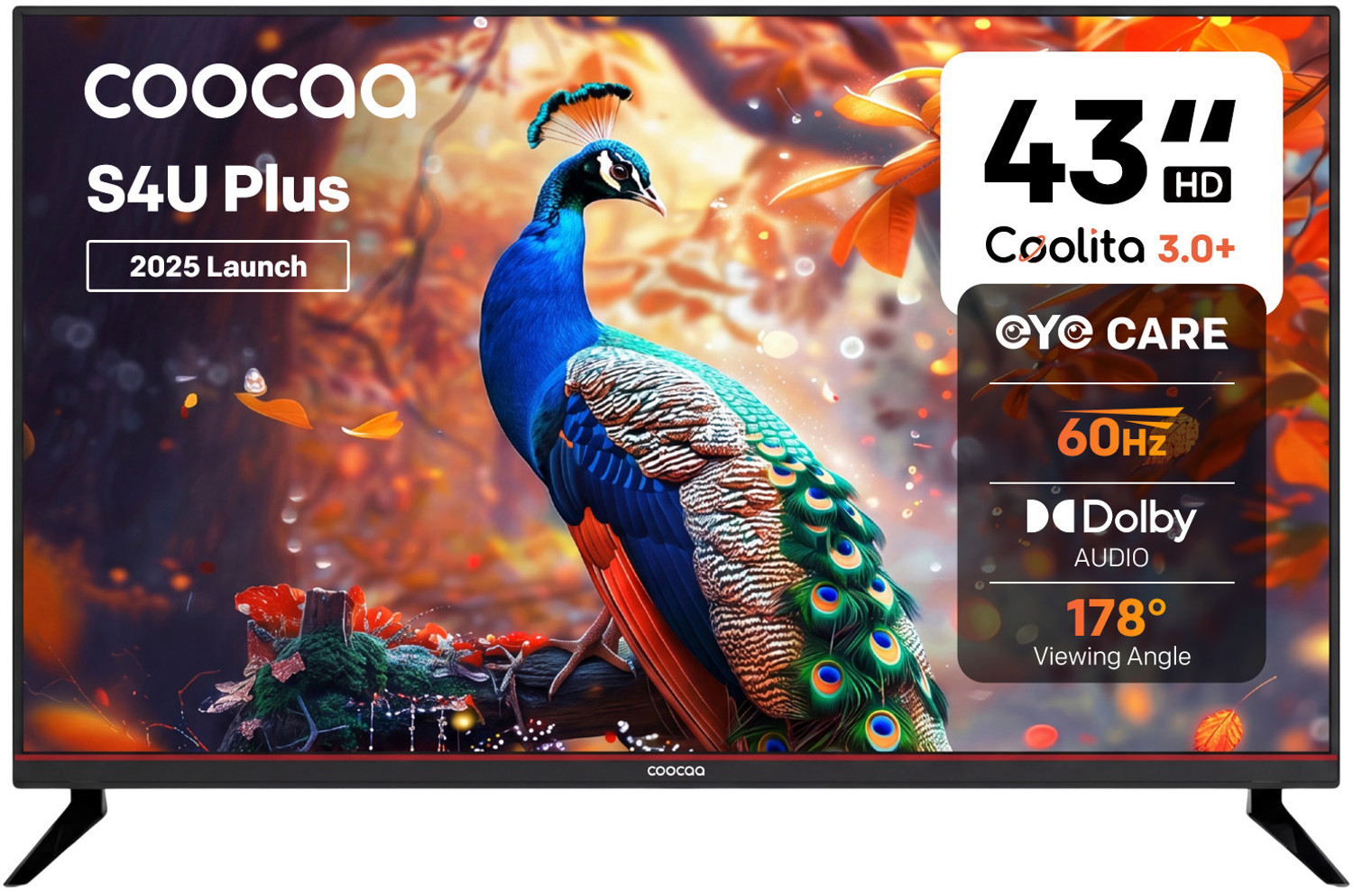 Image of Coocaa S4U Plus 108 cm (43 inch) Full HD LED Smart Coolita TV with Dolby Audio| Narrow Frame Design| Eye Care Technology| 300+ Live Channels| Voice Control by Coolink App