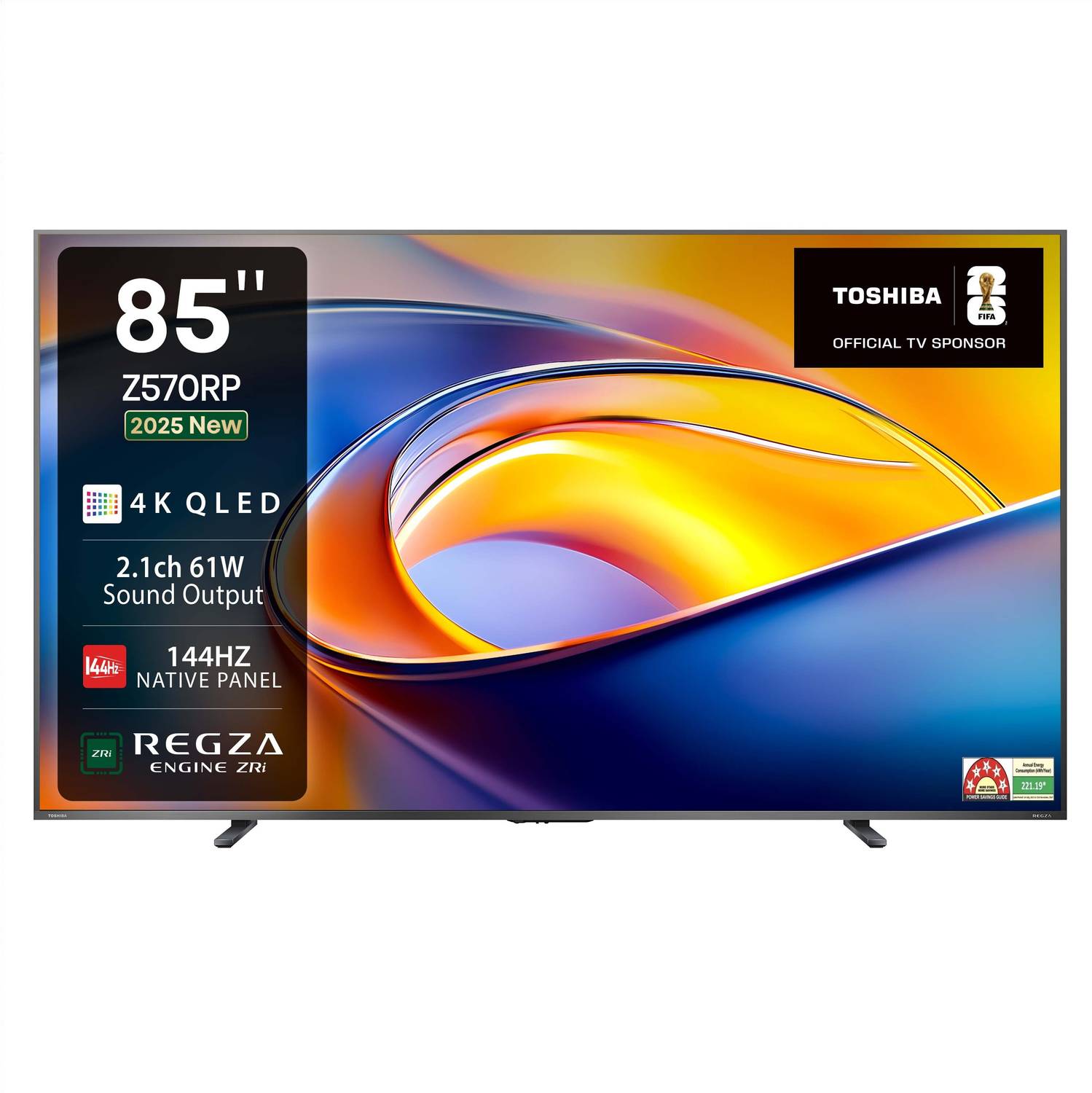 TOSHIBA 85Z570RP 215 cm (85 inch) QLED Ultra HD (4K) Smart VIDAA TV with 2.1CH REGZA powerful Sound, 144Hz Native Panel and Hands-free Voice Control