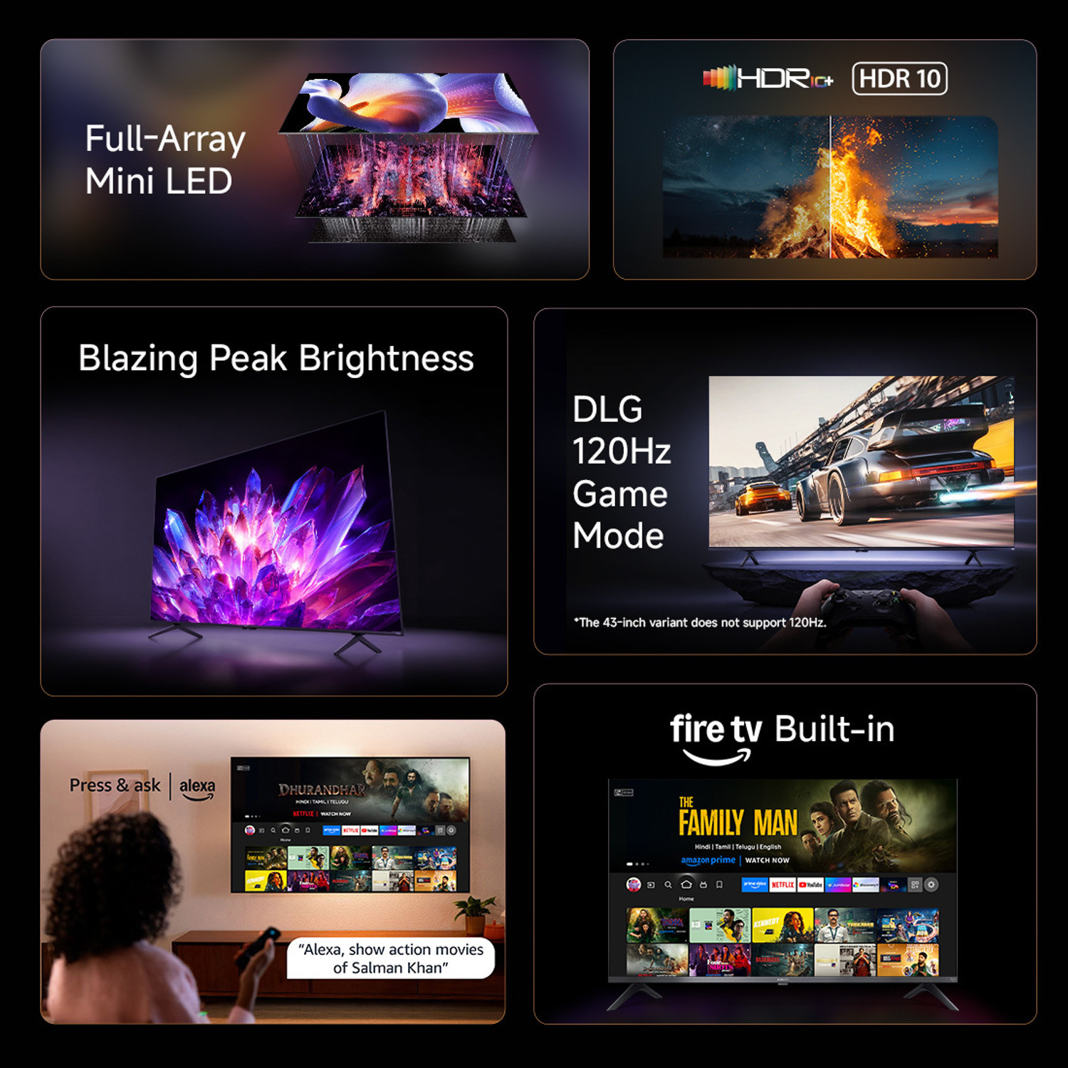 Image of XIAOMI FX Series 108 cm (43 inch) Ultra HD (4K) Mini LED Smart Fire TV 2026 Edition with QLED TECHNOLOGY, Alexa built-in , Quantum Dot Filter , HDR 10+ , 32 GB Storage ,Dolby Audio, Premium Metallic Finish Design , Film-maker Mode , Mi TV