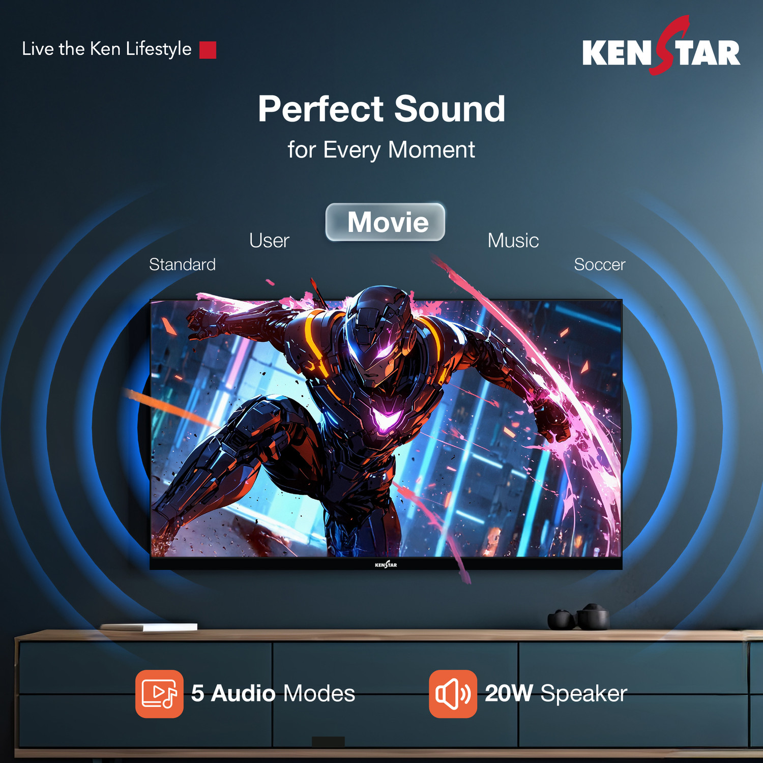 Image of Kenstar 80 cm (32 inch) QLED HD Ready Smart Coolita TV 2025 Edition with 20W Speakers 300 Nits Brightness Bezel-less Design 300+ Live Channels Voice Control by Coolink App