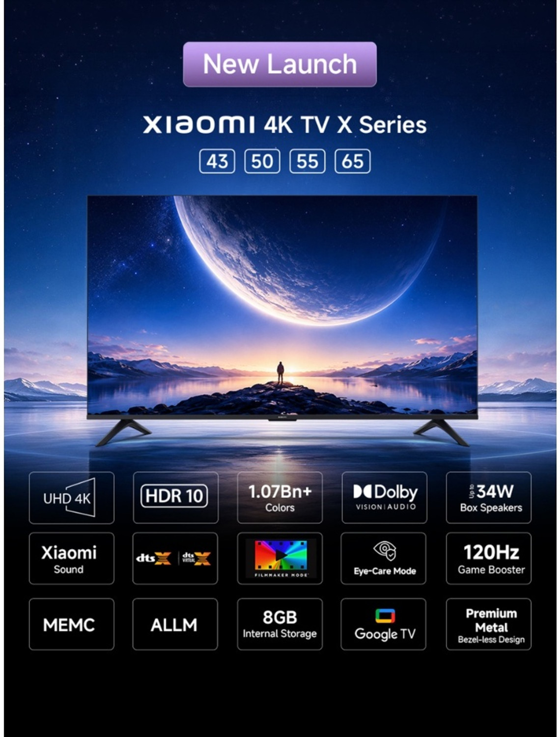 Image of XIAOMI X Series 165.1 cm (65 inch) Ultra HD (4K) LED Smart Google TV 2026 Edition with Dolby Vision, HDR 10, 34W Dolby Audio, Xiaomi Sound, Film-maker mode, 120 Hz Game Booster, Mi TV (L65MB-AIN)