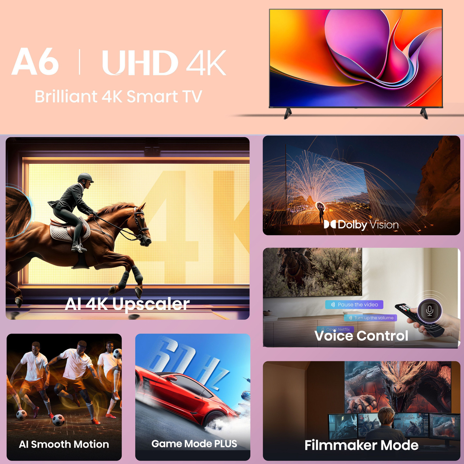 Image of Hisense 58A6Q 145.5 cm (58 inch) Ultra HD (4K) LED Smart VIDAA TV