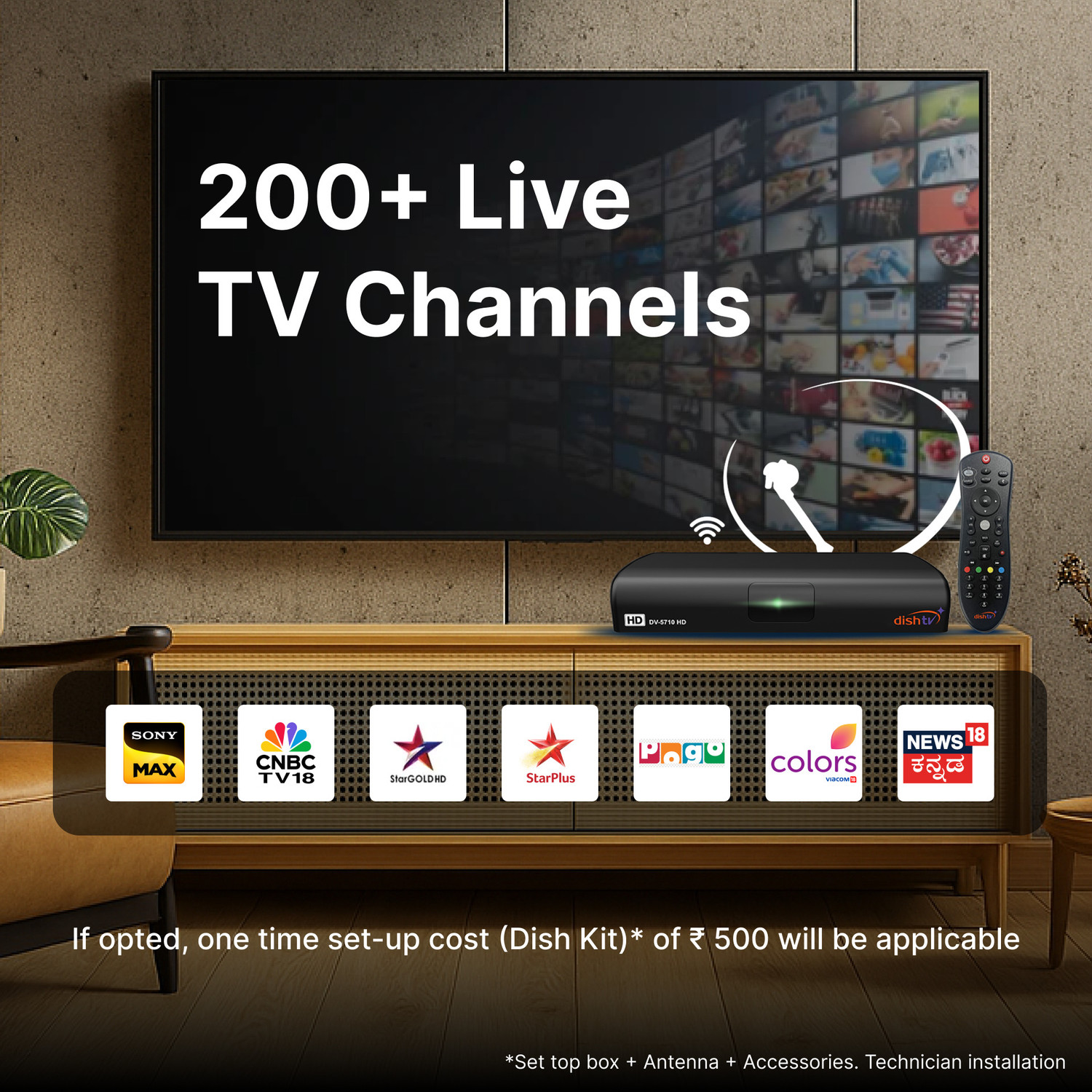 Image of VZY by DishTV 109 cm (43 inch) QLED Ultra HD (4K) Smart Google TV 2025 Edition with Entertainment Hub By dishtv | 12 Months Royale Sports Kids / Family HD Pack ( Cricket Combo With Sports, Hindi Entertainment News & Kids Channels ) 1 Year Subscription of Watcho South /Max (20 Premium OTT Apps at No Extra Cost) | Dolby Vision-Atmos | HDR10 | Voice Remote | Chromecast | In-built Set Top Box |24W Sound