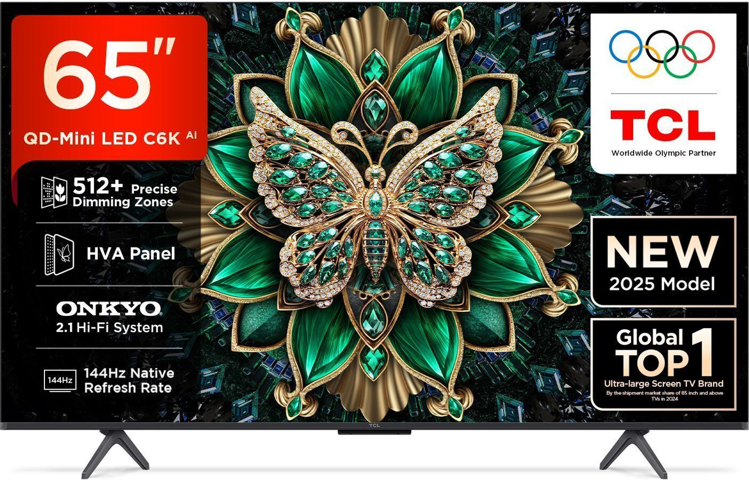 Image of TCL C6K 164 cm (65 inch) Ultra HD (4K) Mini LED Smart Google TV with 512+ Local Dimming Zones | High HDR Brightness | 144 Hz Native Refresh Rate | Dolby Vision IQ | 40 W ONKYO 2.1 CH Hi-Fi System, IMAX Enhanced
