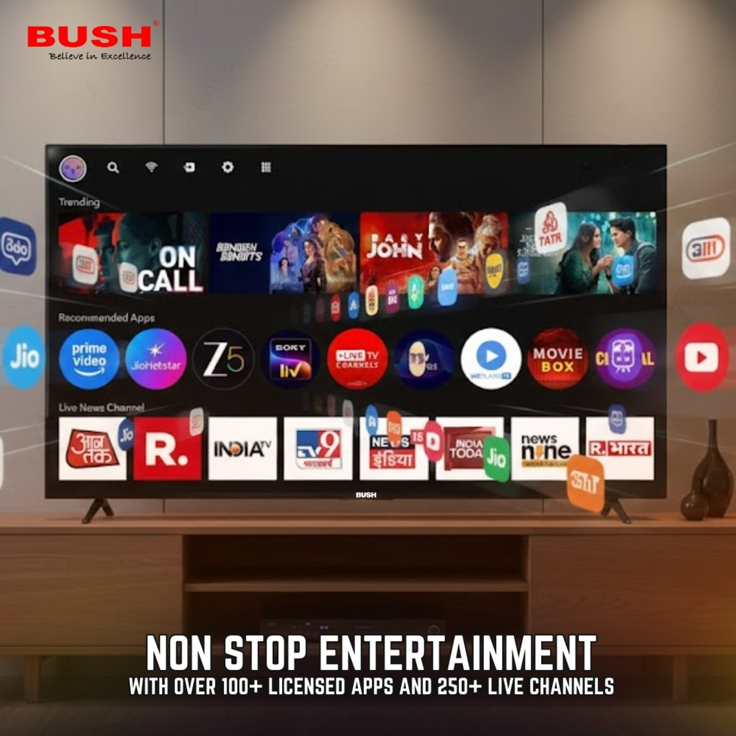 Image of Bush 109 cm (43 inch) Ultra HD (4K) LED Smart Android Based TV