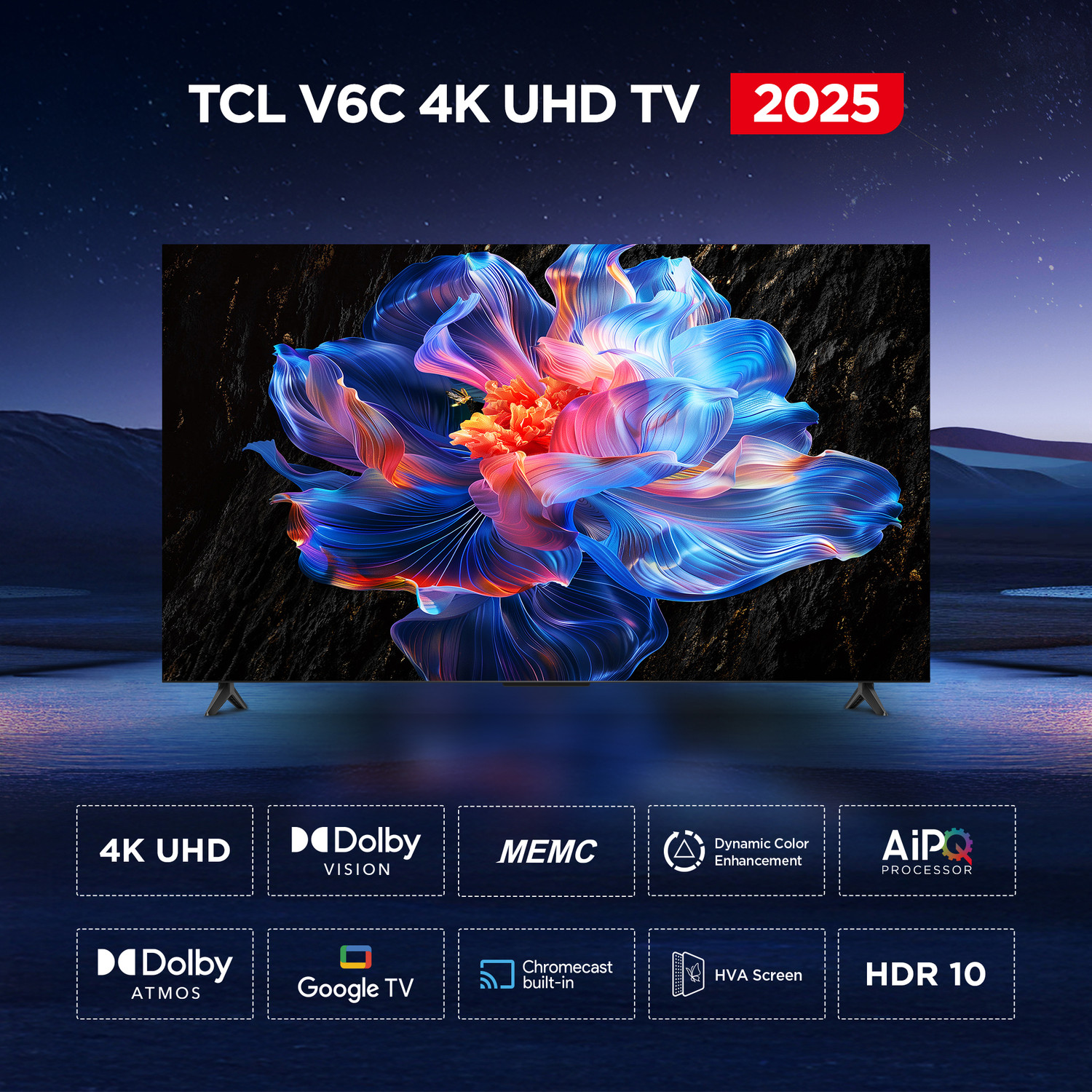 Image of TCL V6C 189 cm (75 inch) Ultra HD (4K) LED Smart Google TV with MEMC | Dolby Vision-Atmos | HVA Panel & Metallic Bezel-Less