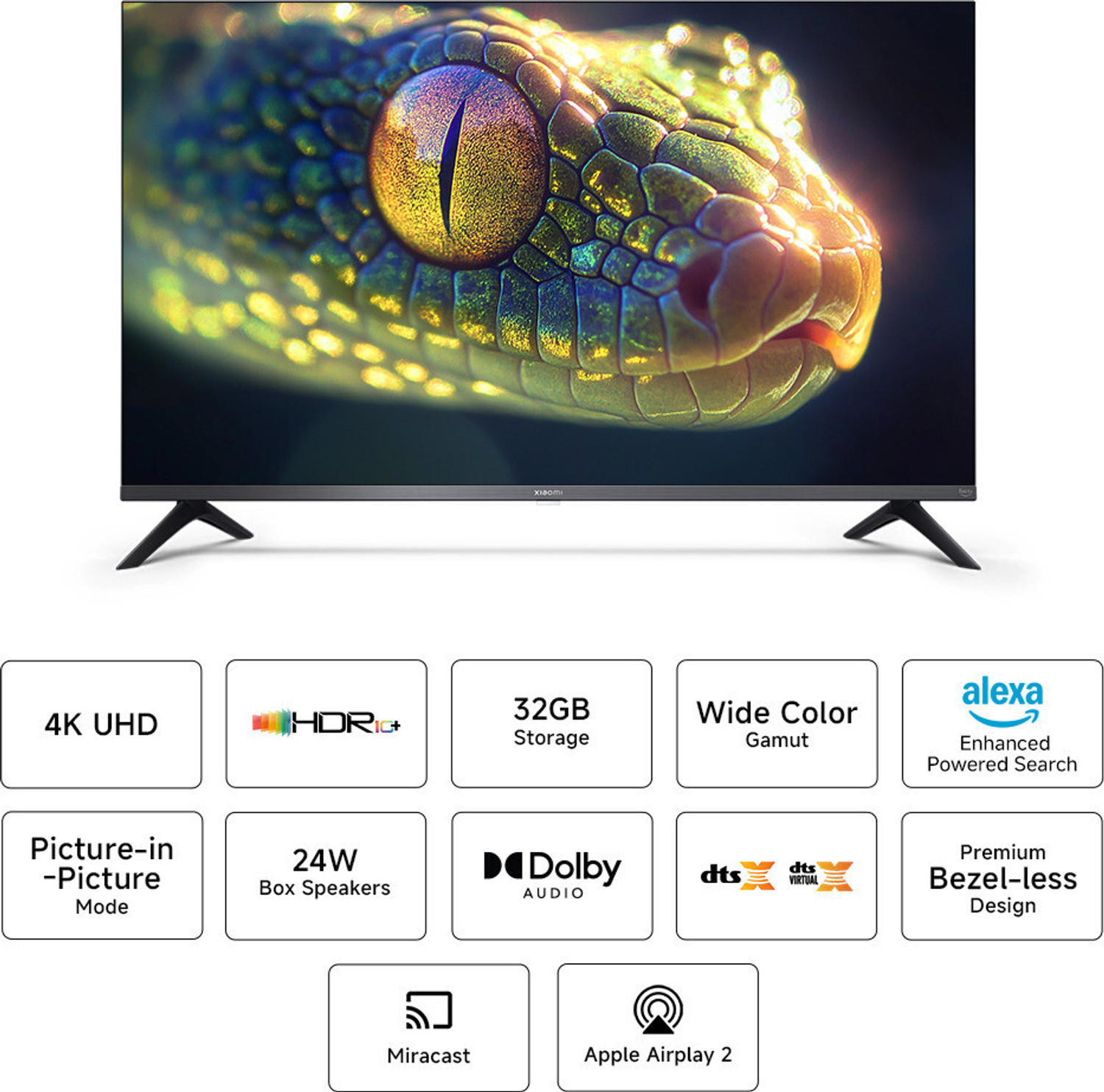 Image of XIAOMI F Series 108 cm (43 inch) Ultra HD (4K) LED Smart Fire TV with Dolby Audio | Box Speakers | Alexa | 32GB Storage | Filmmaker Mode| Mi TV
