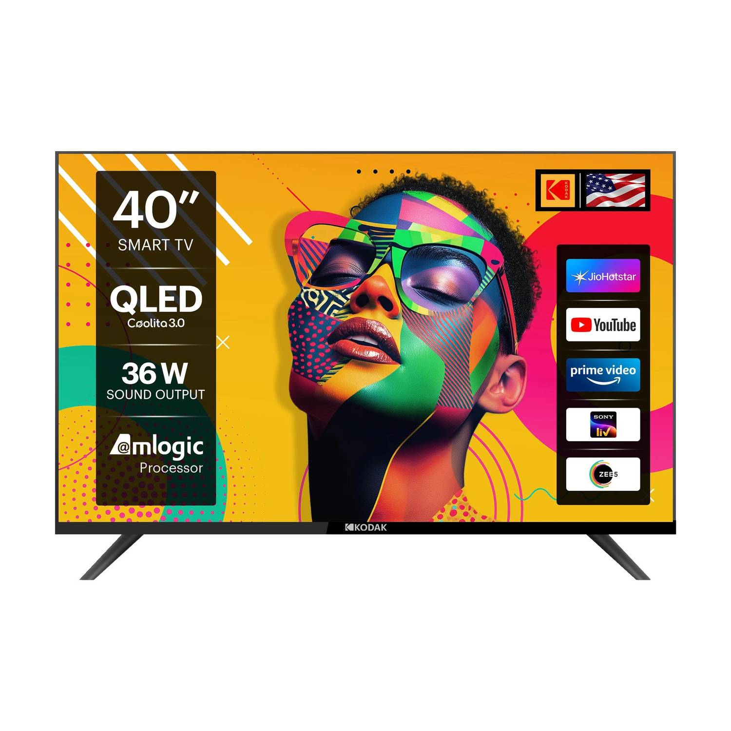 KODAK QLED SE 100 cm (40 inch) QLED Full HD Smart Linux TV with 36 W Surround Sound | 2 Speakers | 400 Nits Brightness| Web Browser | Sports Mode | Bezel - Less Design