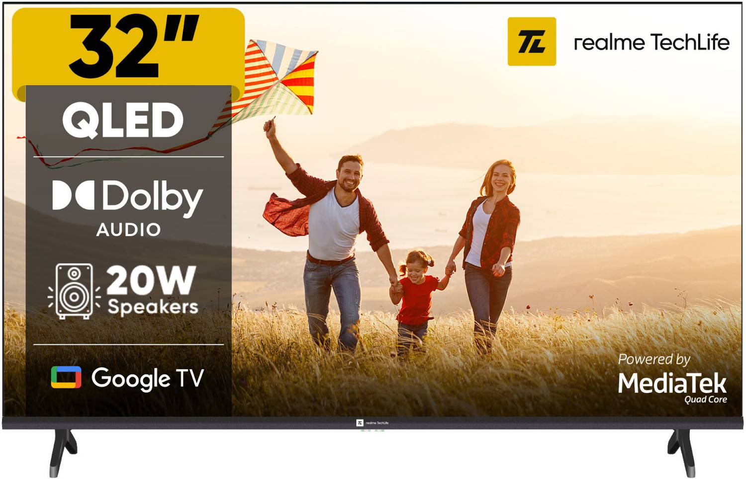 realme TechLife 80 cm (32 inch) QLED HD Ready Smart Google TV wit