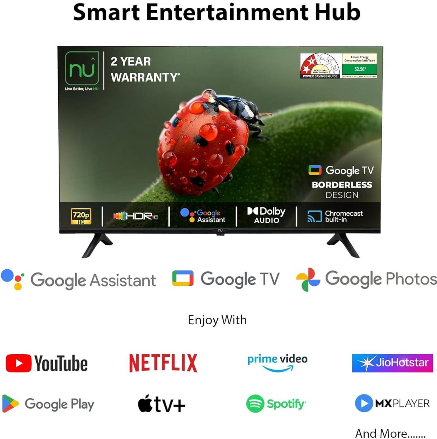 NU 109.2 cm (43 inch) Full HD LED Smart Google TV with Mount