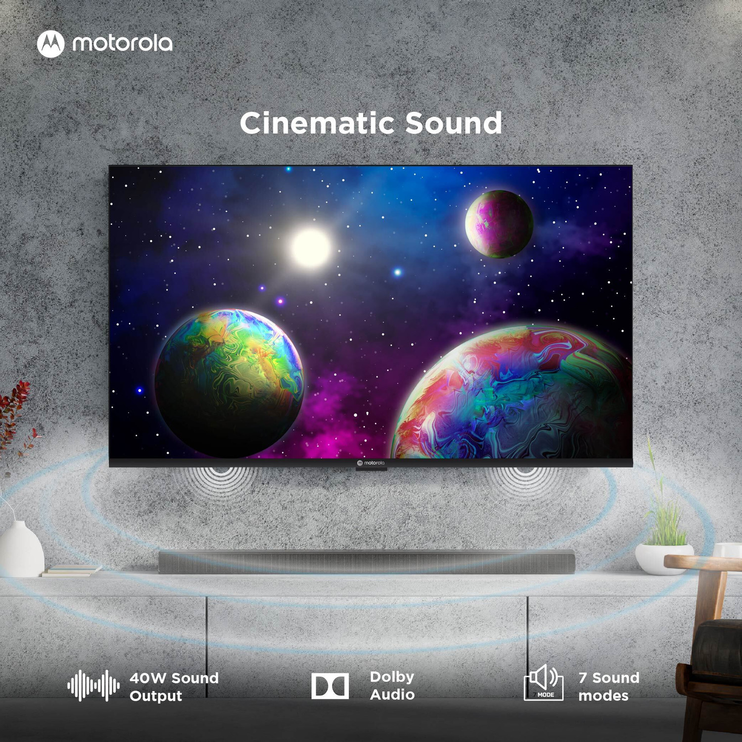Image of MOTOROLA 80 cm (32 inch) QLED HD Ready Smart Google TV 2025 Edition with 5.0 OS, 40 W speaker, and Dolby Audio
