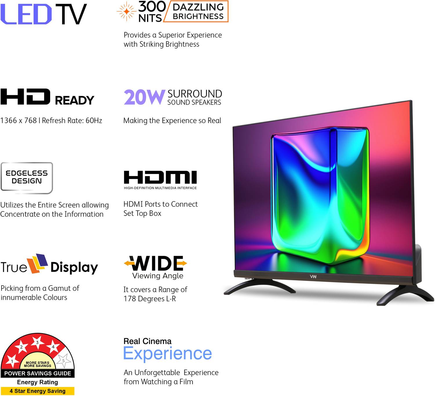 VW PURE VIEW 60cm (24 inch) HD LED TV - Image 3