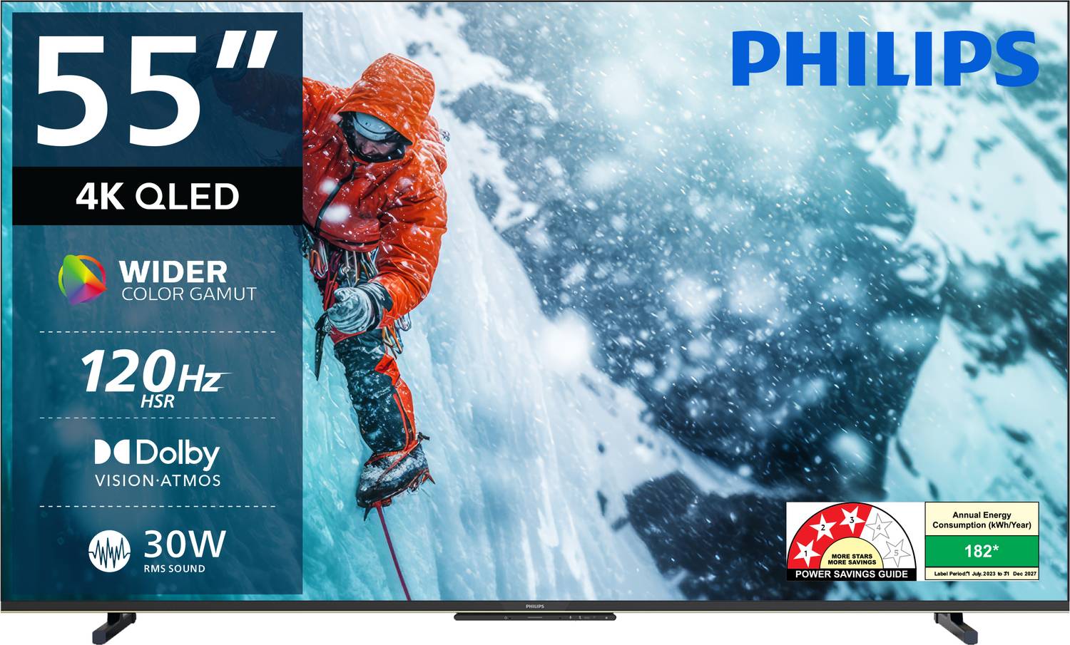 PHILIPS 138 cm (55 inch) QLED Ultra HD (4K) Smart Google TV with