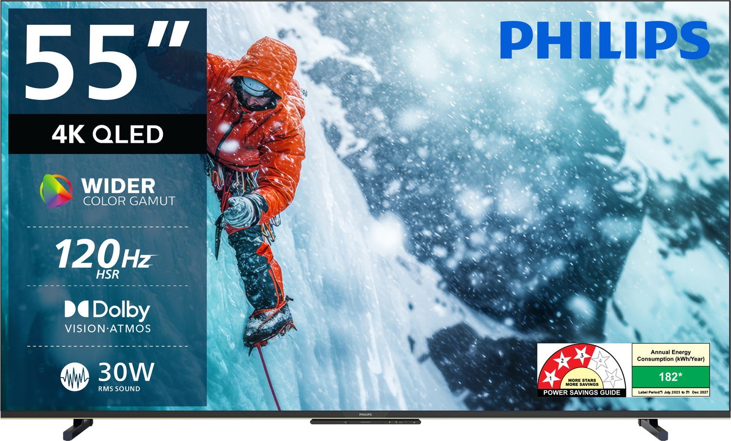 Image of PHILIPS 138 cm (55 inch) QLED Ultra HD (4K) Smart Google TV with Dolby Vision |30W Dolby Atmos | 120Hz Refresh Rate | HDR 10+ |Wider Colour Gamut | Ultra Narrow Bezel | 32 GB Storage