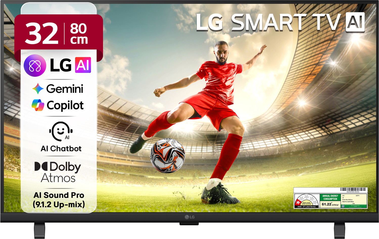Image of LG AI LB65 80 cm (32 inch) Full HD LED Smart WebOS TV 2026 Edition with Dolby Atmos, AI Magic Motion Remote, Multi AI (Google Gemini & MS Copilot), with Alpha5 AI Processor Gen9, HDR10 Pro, AI Sound Pro (Virtual 9.1.2 Up-mix), 5 YearsOS upgrade, Secured by LG Shield, LG Channels