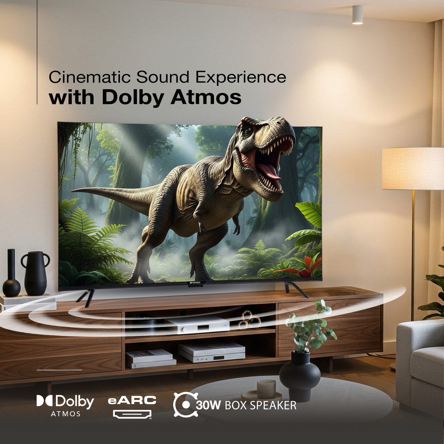 Image of Sansui 109 cm (43 inch) QLED Ultra HD (4K) Smart Google TV with Dolby Vision| HDR10+| Dolby Atmos| HSR 120Hz| MEMC| 30W Surround Sound| FloLED Panel