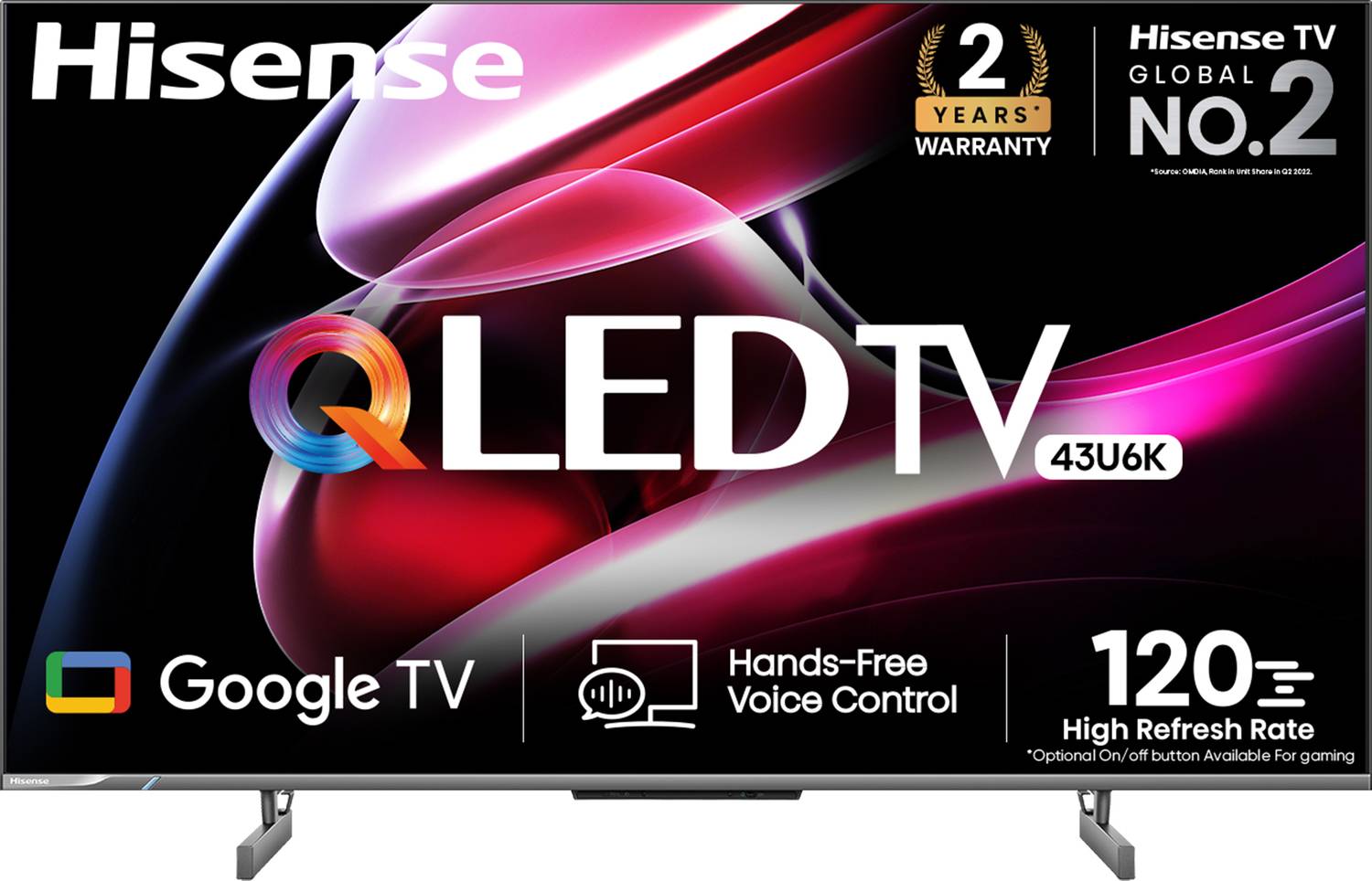 Hisense U6K 108 cm (43 inch) QLED Ultra HD (4K) Smart Google TV w