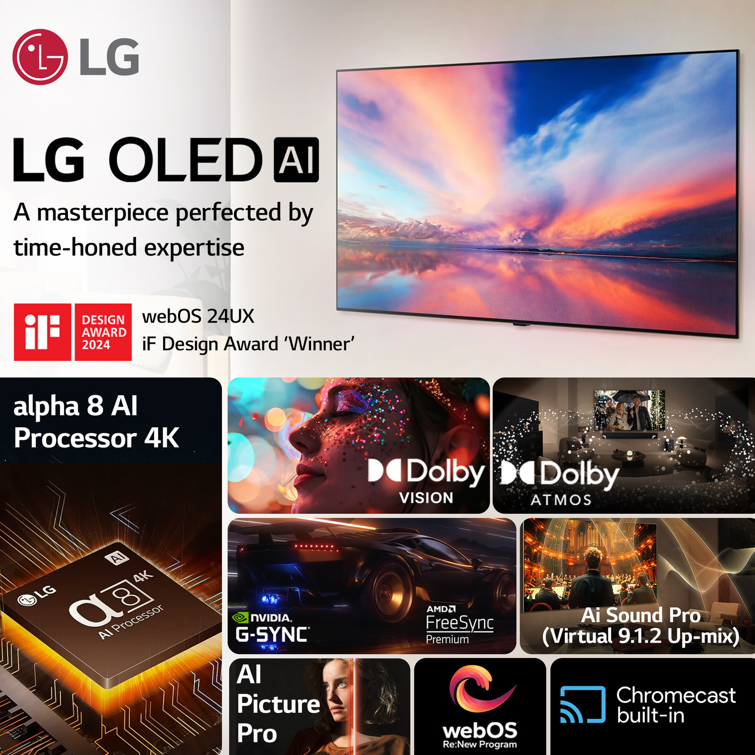 Image of LG AI TV OLED B4 139 cm (55 inch) OLED Ultra HD (4K) Smart WebOS TV with Alpha 8 AI Processor 4K | AI Picture Pro | Dolby Vision | AI Sound Pro (Virtual 9.1.2 Surround) | Dolby Atmos | 120Hz Refresh Rate | Magic Remote | Nvidia G-Sync & AMD Freesync Compatible | Chromecast Built-in