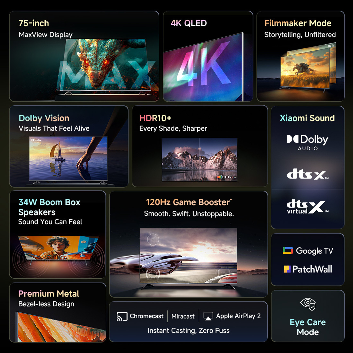 Image of XIAOMI X Pro Series 189.3 cm (75 inch) QLED Ultra HD (4K) Smart Google TV 2026 Edition with MaxView Display | 34W Dolby Audio | Filmmaker Mode | HDR10+ | Dolby Vision | 32GB Storage | Mi TV