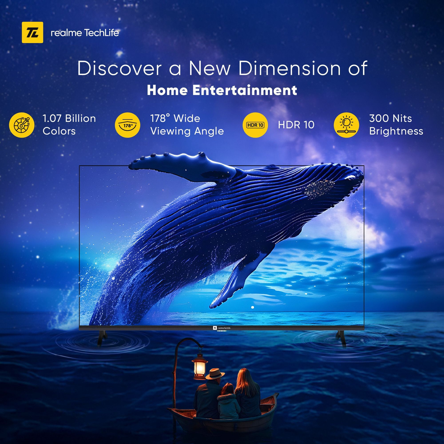 Image of realme TechLife 109 cm (43 inch) QLED Ultra HD (4K) Smart Google TV with 5.0 with Dolby Atmos, and 40 W downfiring speaker