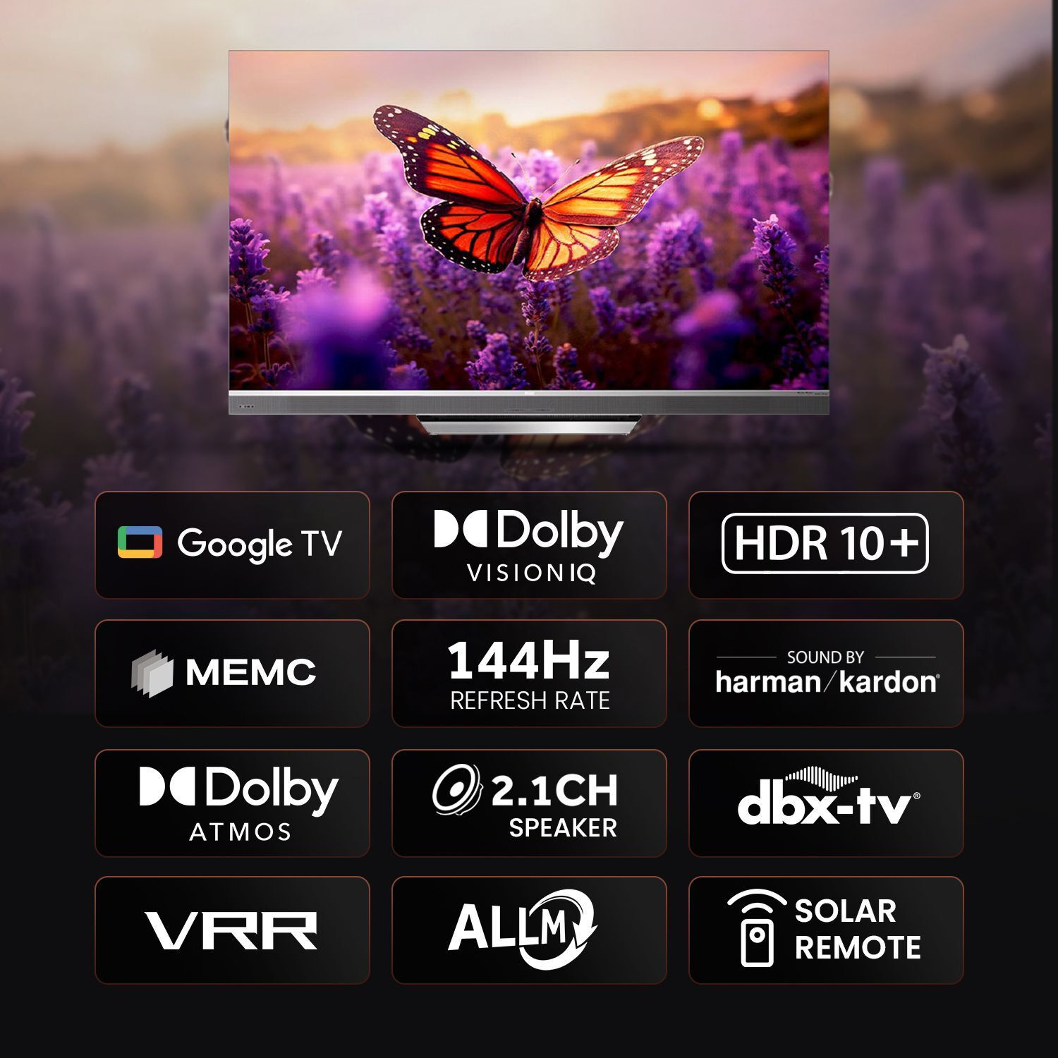 Image of Haier M95 189 cm (75 inch) Ultra HD (4K) Mini LED Smart Google TV with Dolby Vision IQ |Sound By Harmon Kardon |Dolby Atmos | 2.1 Ch 60W Speaker with Subwoofer| Solar Remote