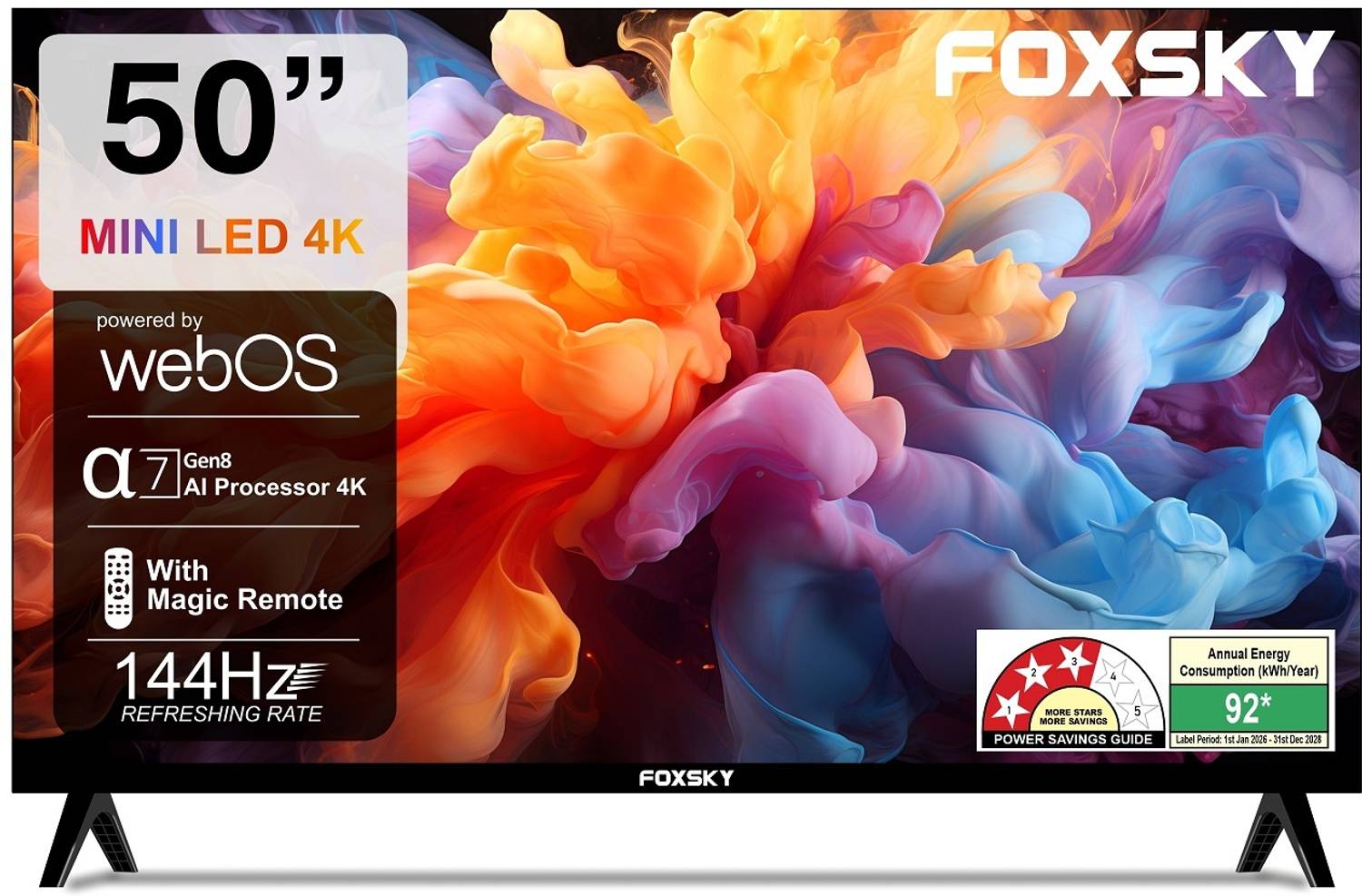Foxsky 127 cm (50 inch) Ultra HD (4K) Mini LED Smart WebOS TV 202