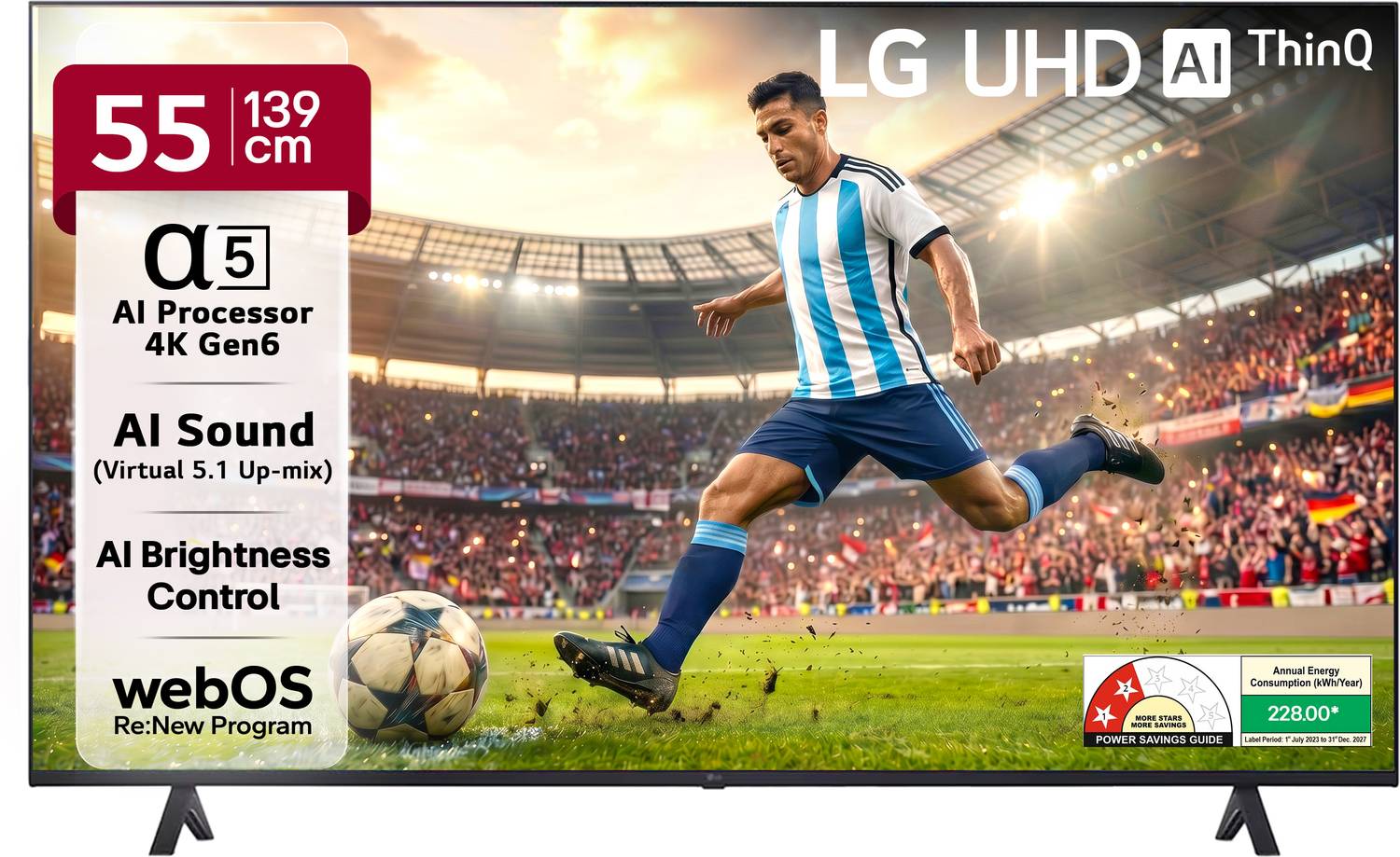 LG UR7500 139 cm (55 inch) Ultra HD (4K) LED Smart WebOS TV with Alpha5 AI Processor 4K Gen6, AI Picture Pro, 4K Upscaling, 60 Hz Refresh Rate, Game Optimizer, Magic Remote Capability, 5-Year Guaranteed with New OS Experience