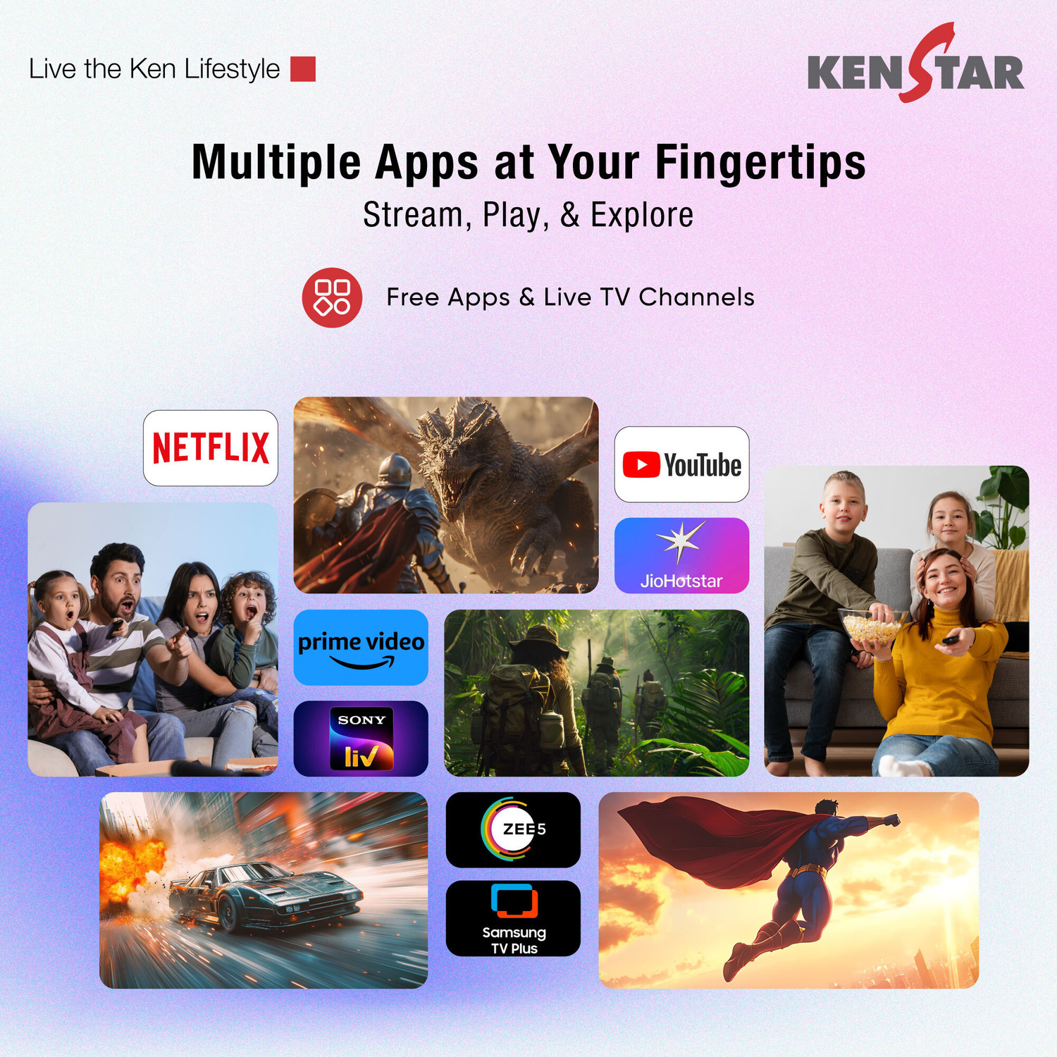 Image of Kenstar 109 cm (43 inch) Ultra HD (4K) LED Smart Tizen TV with Metal Frameless Design 24W Dolby Audio Samsung TV Plus App (100+ Live Channels) Voice enabled Remote