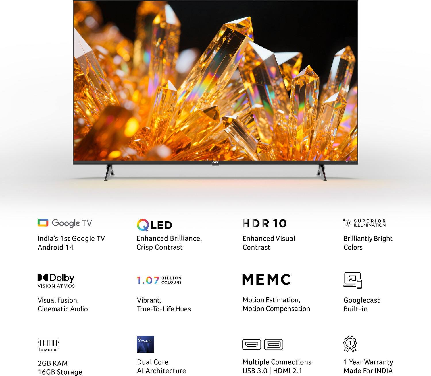 Image of Acer Ultra V 138.78 cm (55 inch) QLED Ultra HD (4K) Smart Google TV