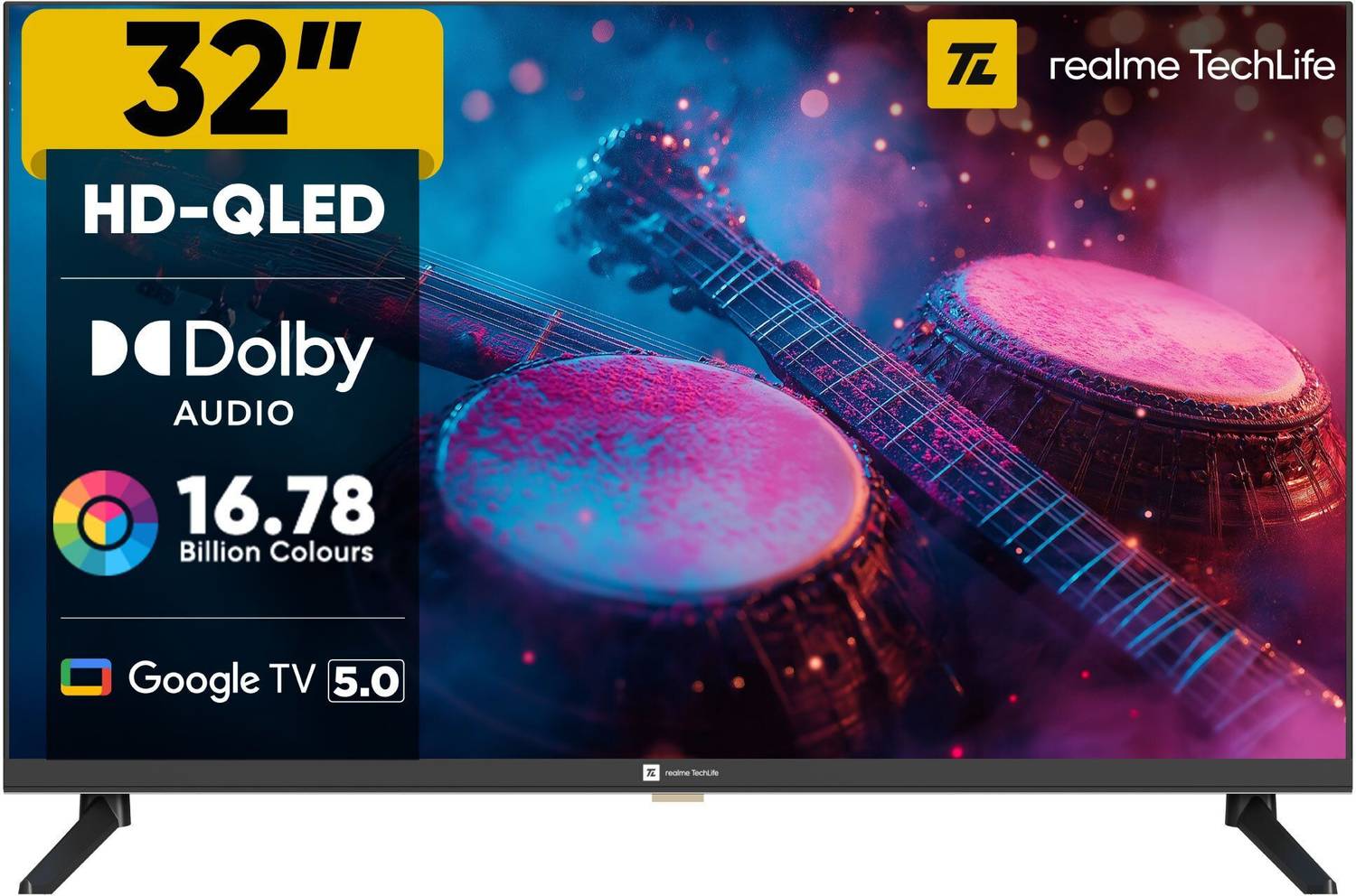 realme TechLife 80 cm (32 inch) QLED HD Ready Smart Google TV (32