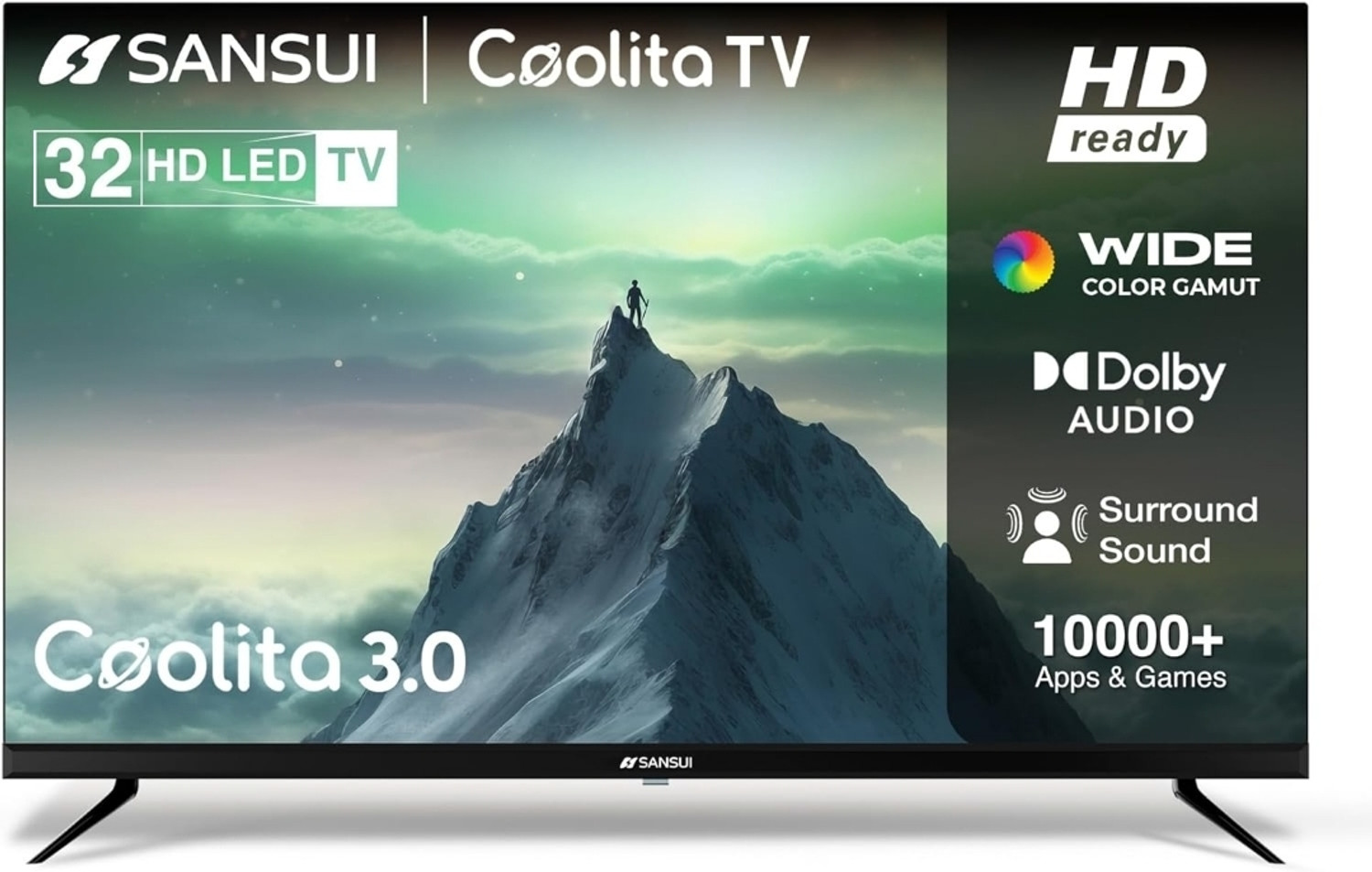 Image of Sansui 80 cm (32 inch) HD Ready LED Smart Coolita TV 2024 Edition with Dolby Audio |Surround Sound |A+ Panel |16.7 Million Colors |Wi-Fi Enabled |60Hz Refresh Rate| Live tv