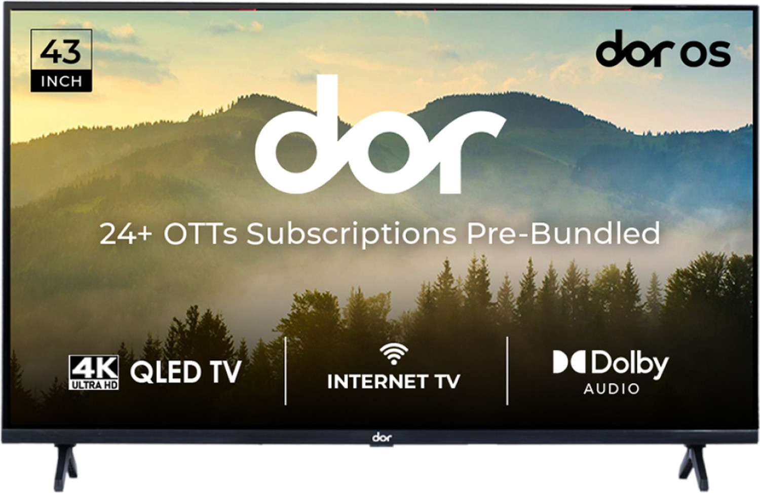 Image of Dor 109 cm (43 inch) QLED Ultra HD (4K) Smart Dor OS TV with 24+ OTT Apps including Prime Video / JioHotstar / Zee5 & more, 300+ TV Channels, Dolby Audio