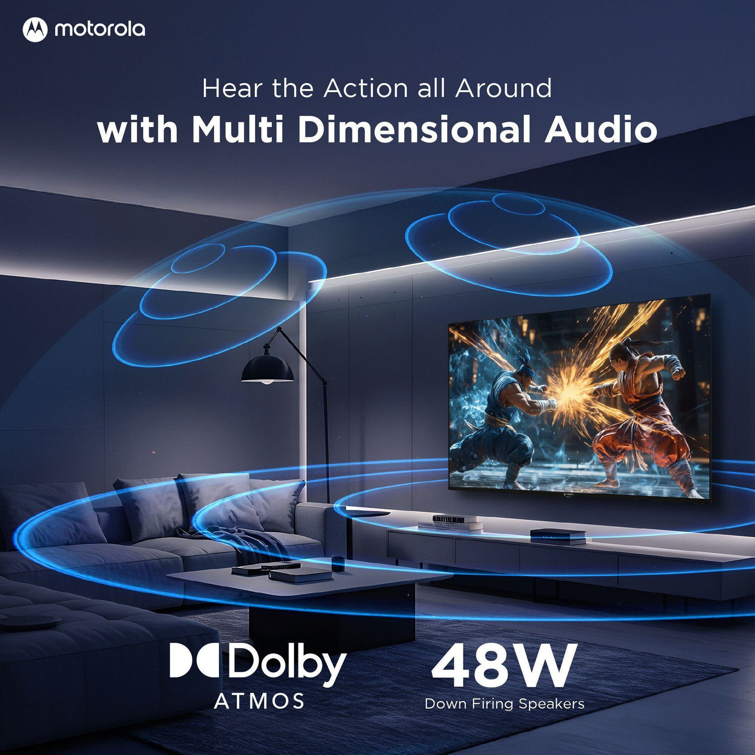 Image of MOTOROLA 165 cm (65 inch) QLED Ultra HD (4K) Smart Google TV with 5.0 with 48 W speaker, 120Hz Game accelerator, and Dolby Atmos