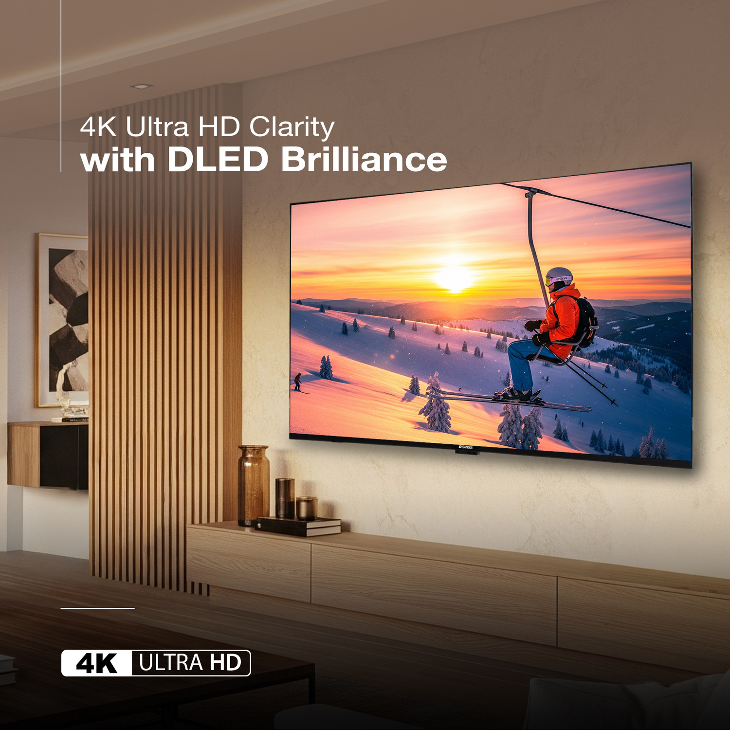 Image of Sansui 109 cm (43 inch) Ultra HD (4K) LED Smart Google TV with HDR10| HLG| Dolby Audio| HSR 120Hz Refresh Rate| MEMC| 30W Surround Sound| FloLED Panel