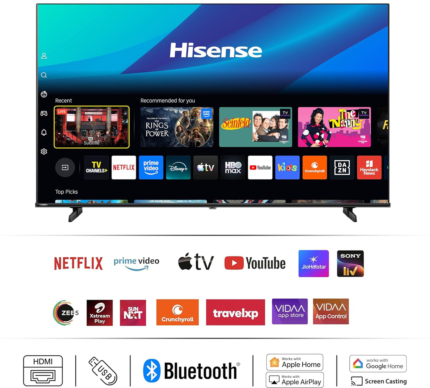 Image of Hisense E75Q 188.5 cm (75 inch) QLED Ultra HD (4K) Smart VIDAA TV