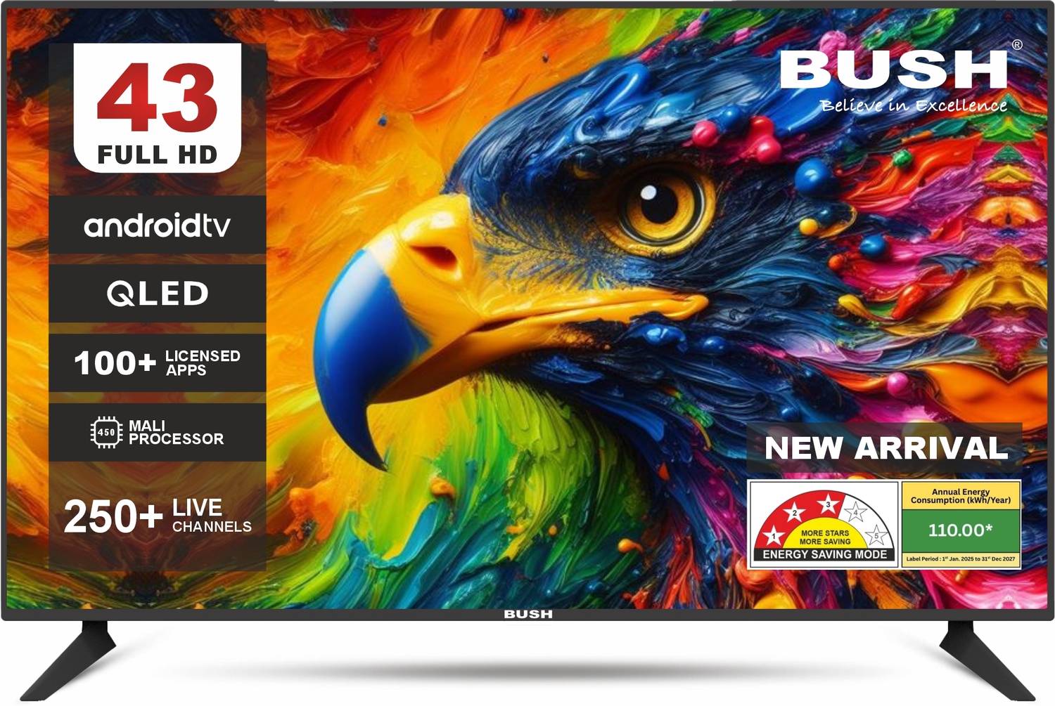 Bush 109 cm (43 inch) QLED Full HD Smart Android Based TV (BH43S